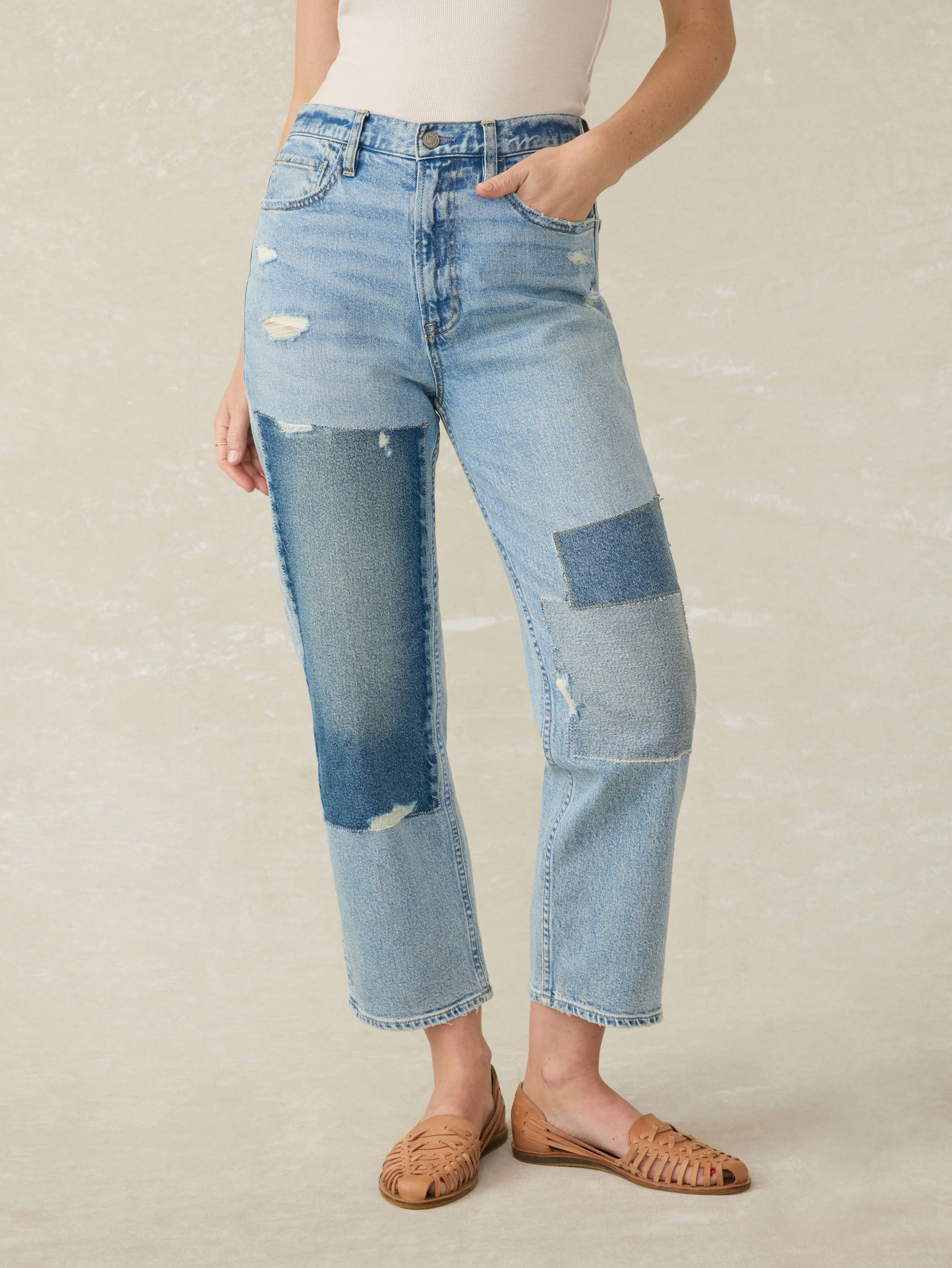 90s Crop Patchwork Jean - Heirloom Indigo Wash