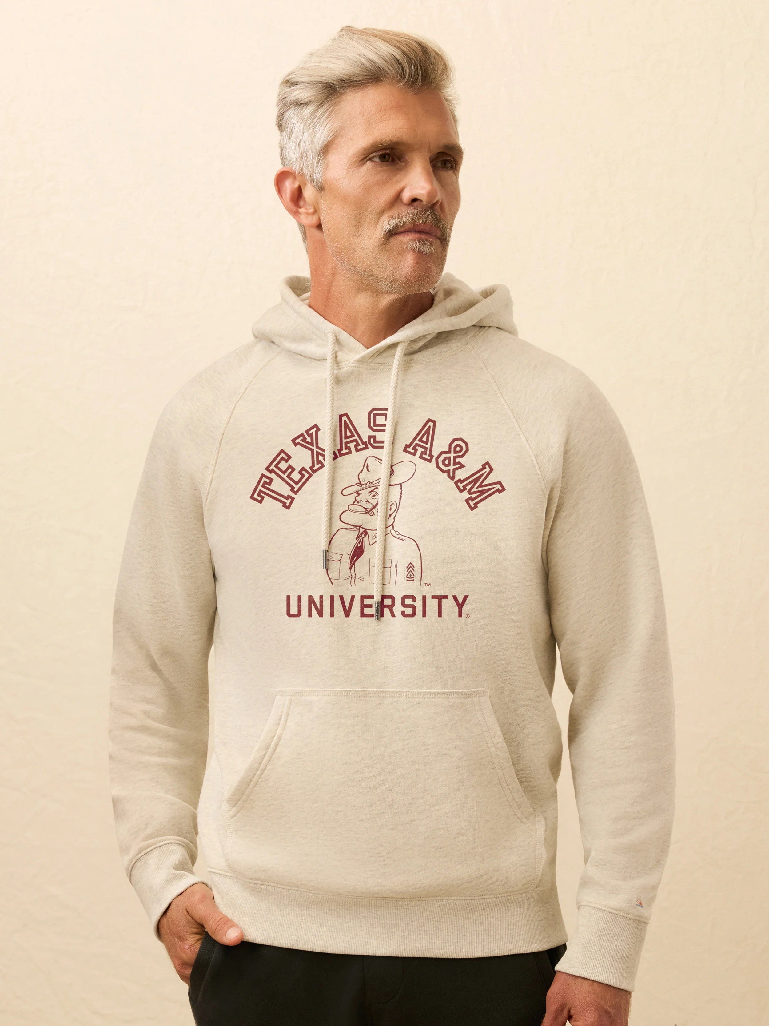 Texas A&M High Standard Fleece Hoodie - Antique Ivory Heather - Image 4