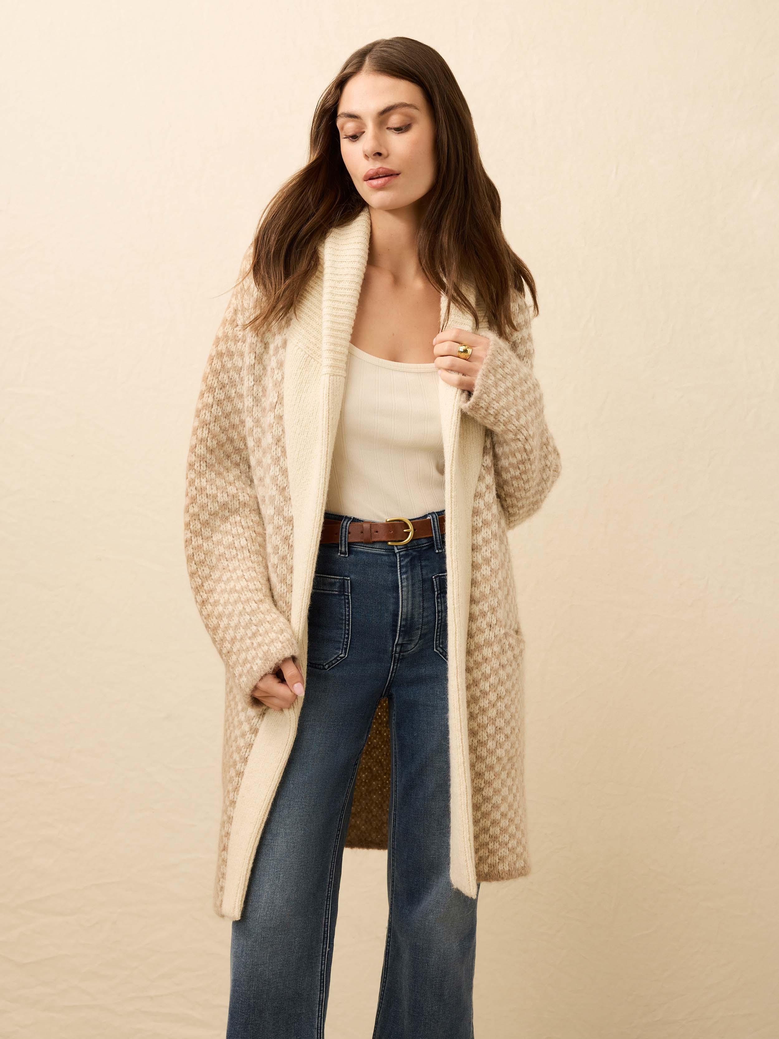 Alpaca Cabin Sweater Coat - Cream - Image 3
