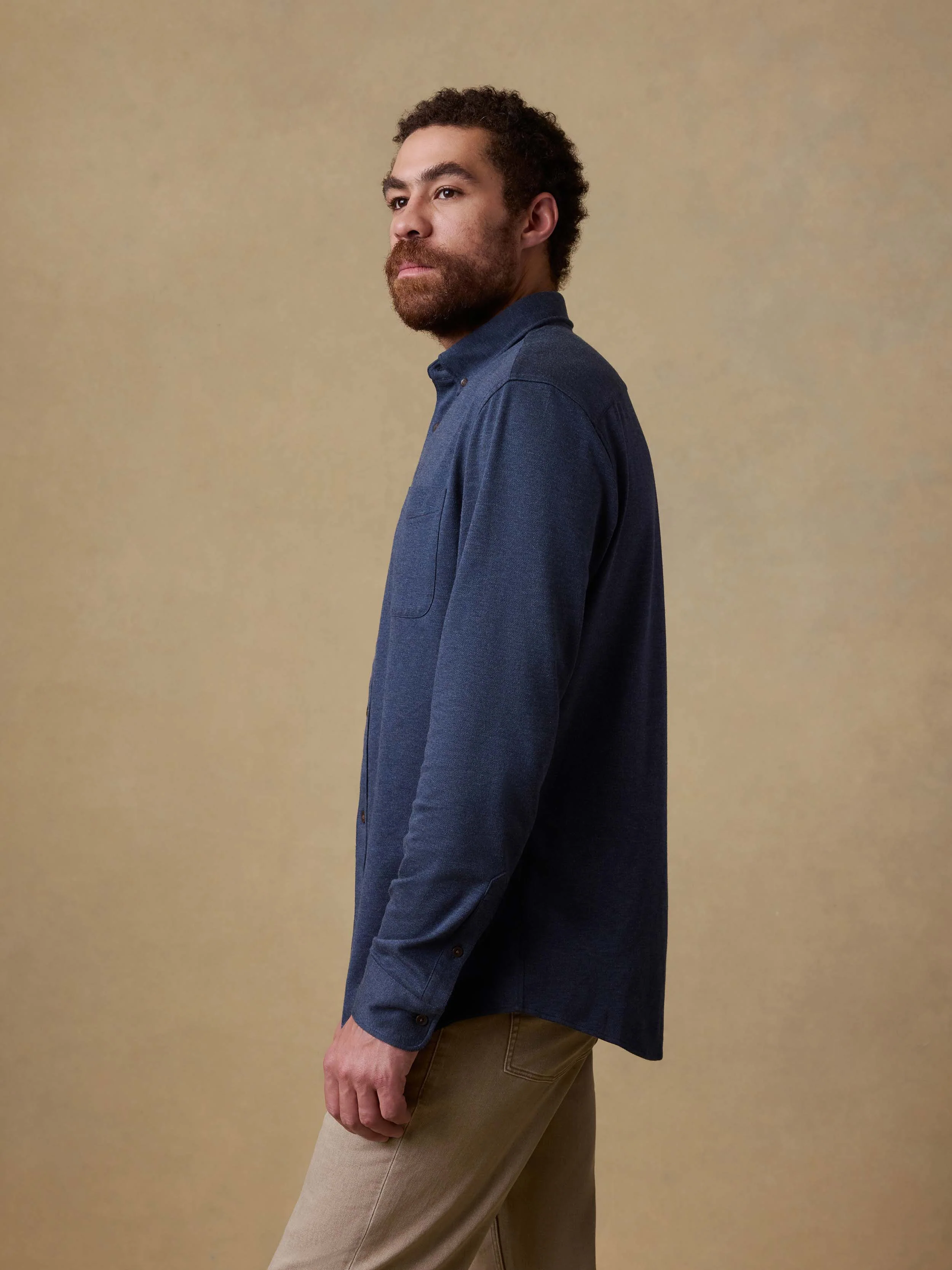 Coastline Knit Shirt - Ocean Heather Twill - Image 4