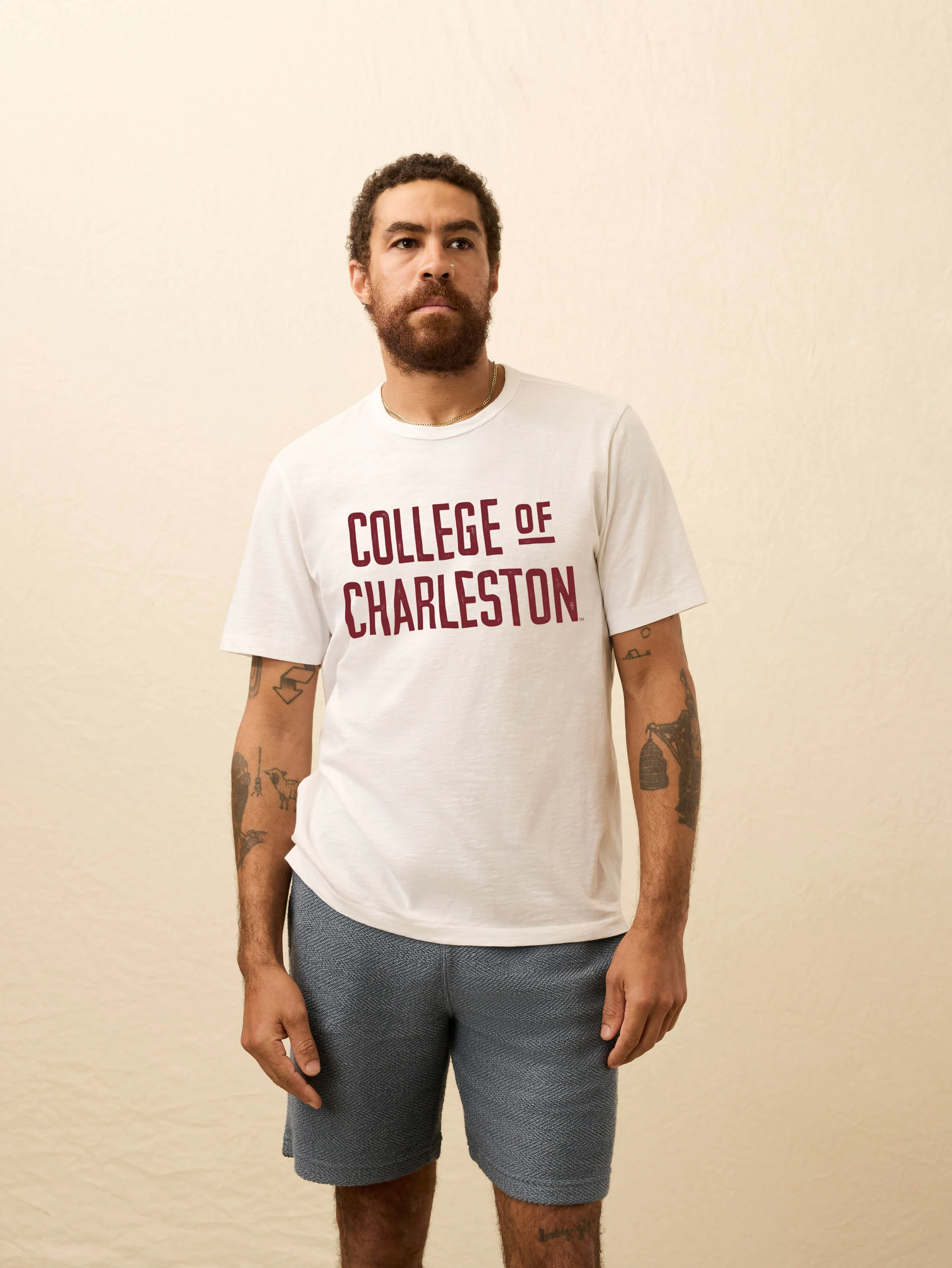 College of Charleston Sunwashed Tee - White