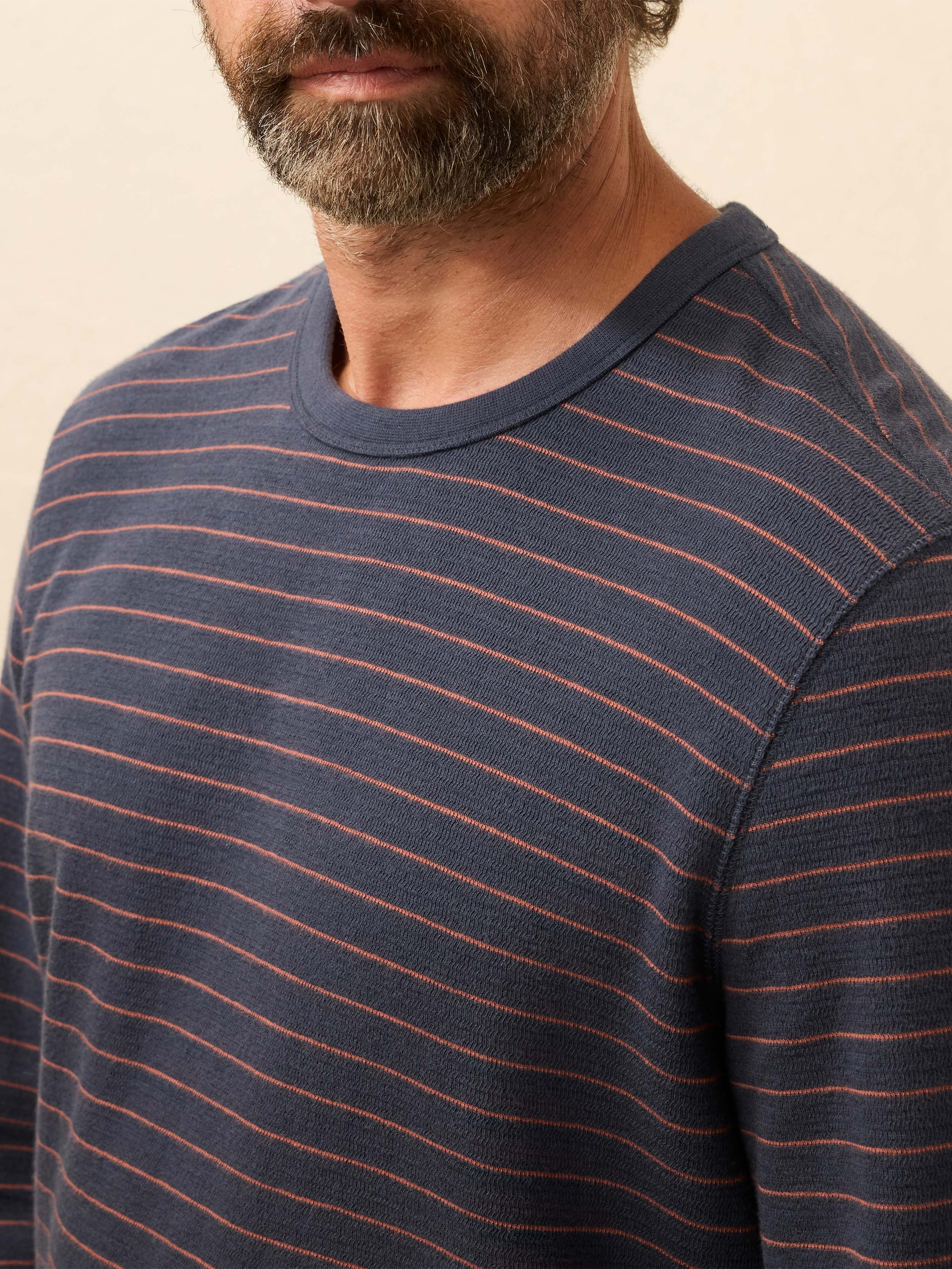 Double Knit Crewneck - Blue Dune Stripe - Image 3