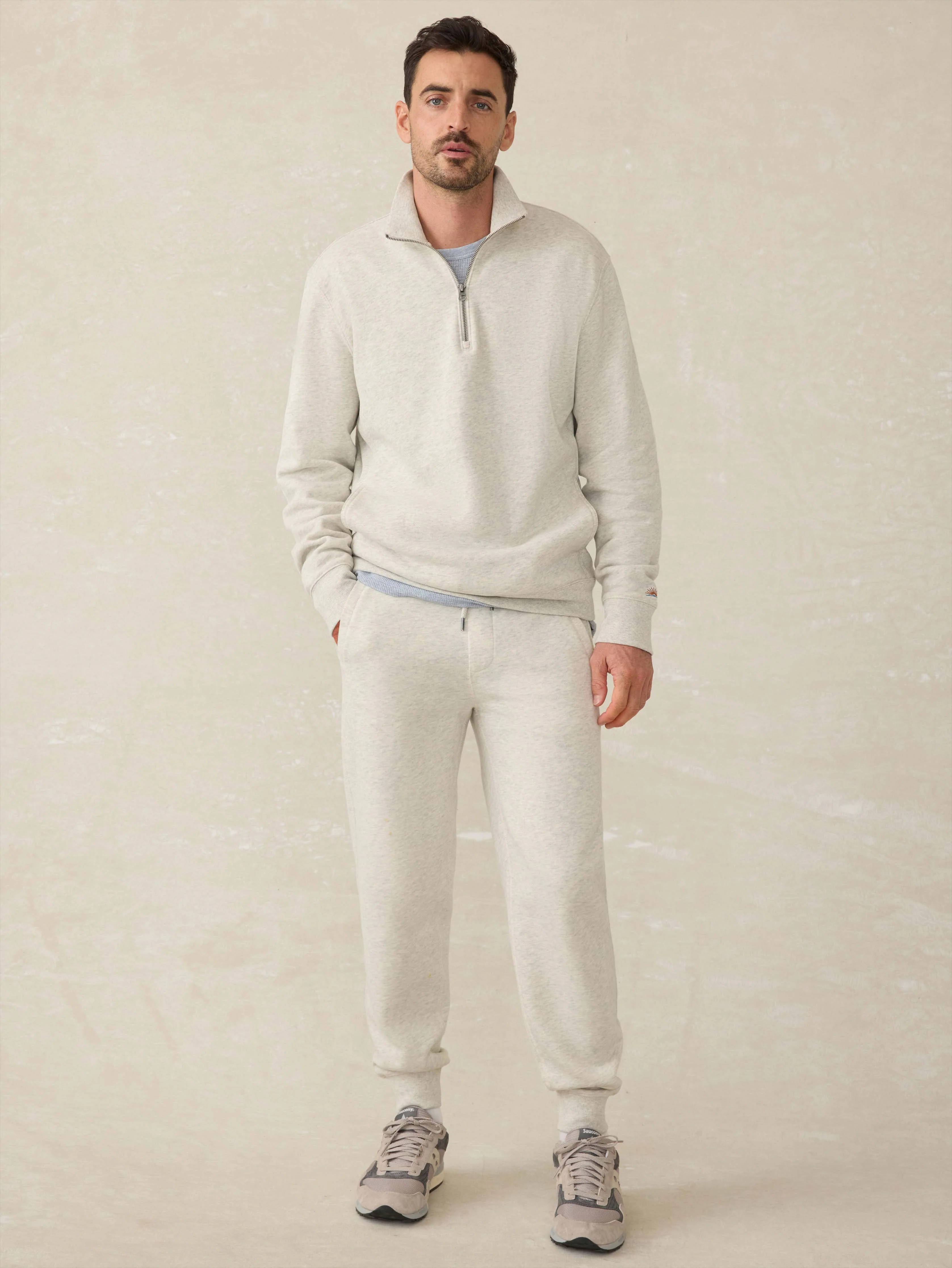 High Standard Fleece Quarter Zip - Antique Ivory Heather - Image 4