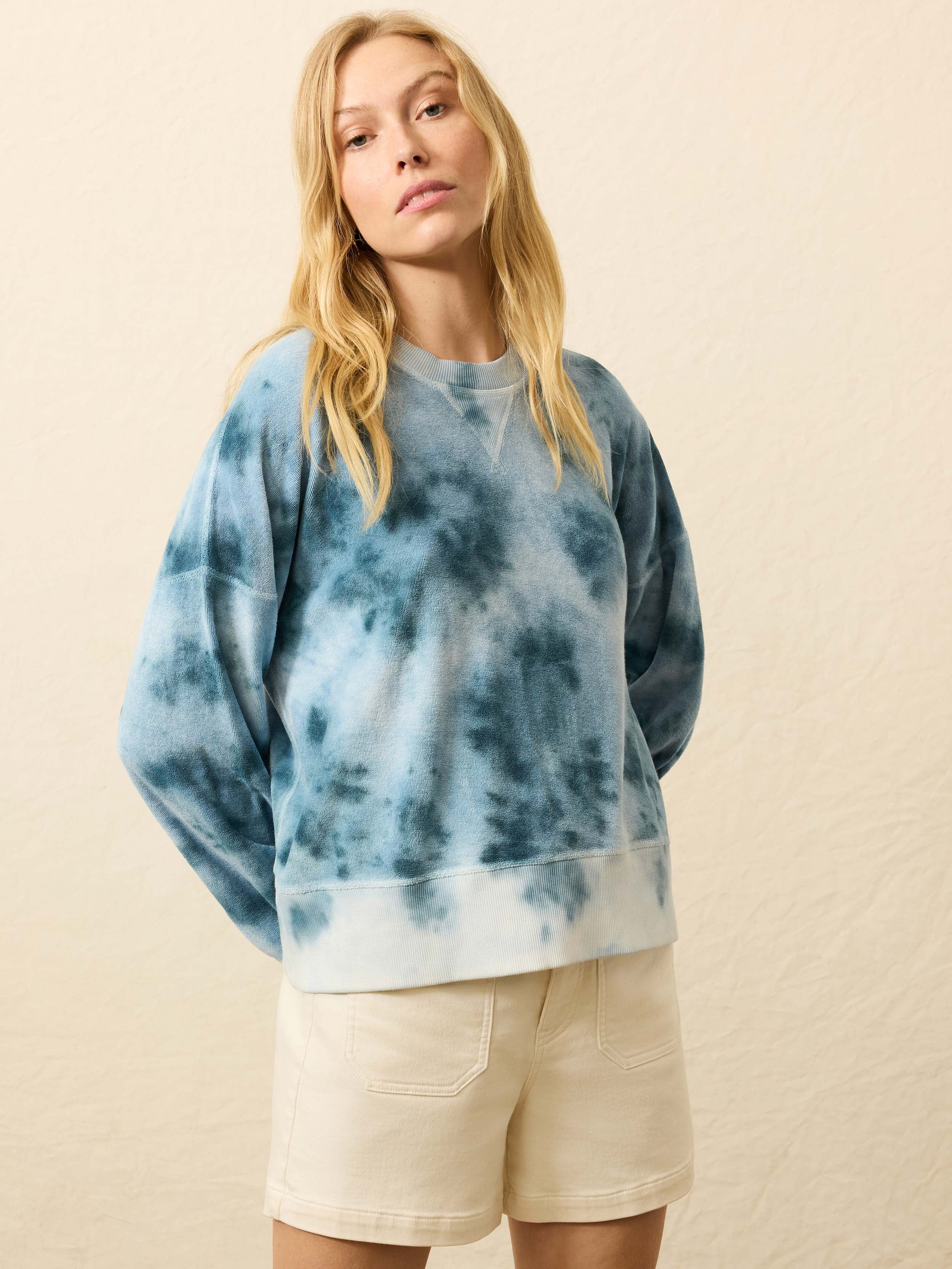 High Tide Terry Crew - Ocean Blue Tie Dye - Image 3