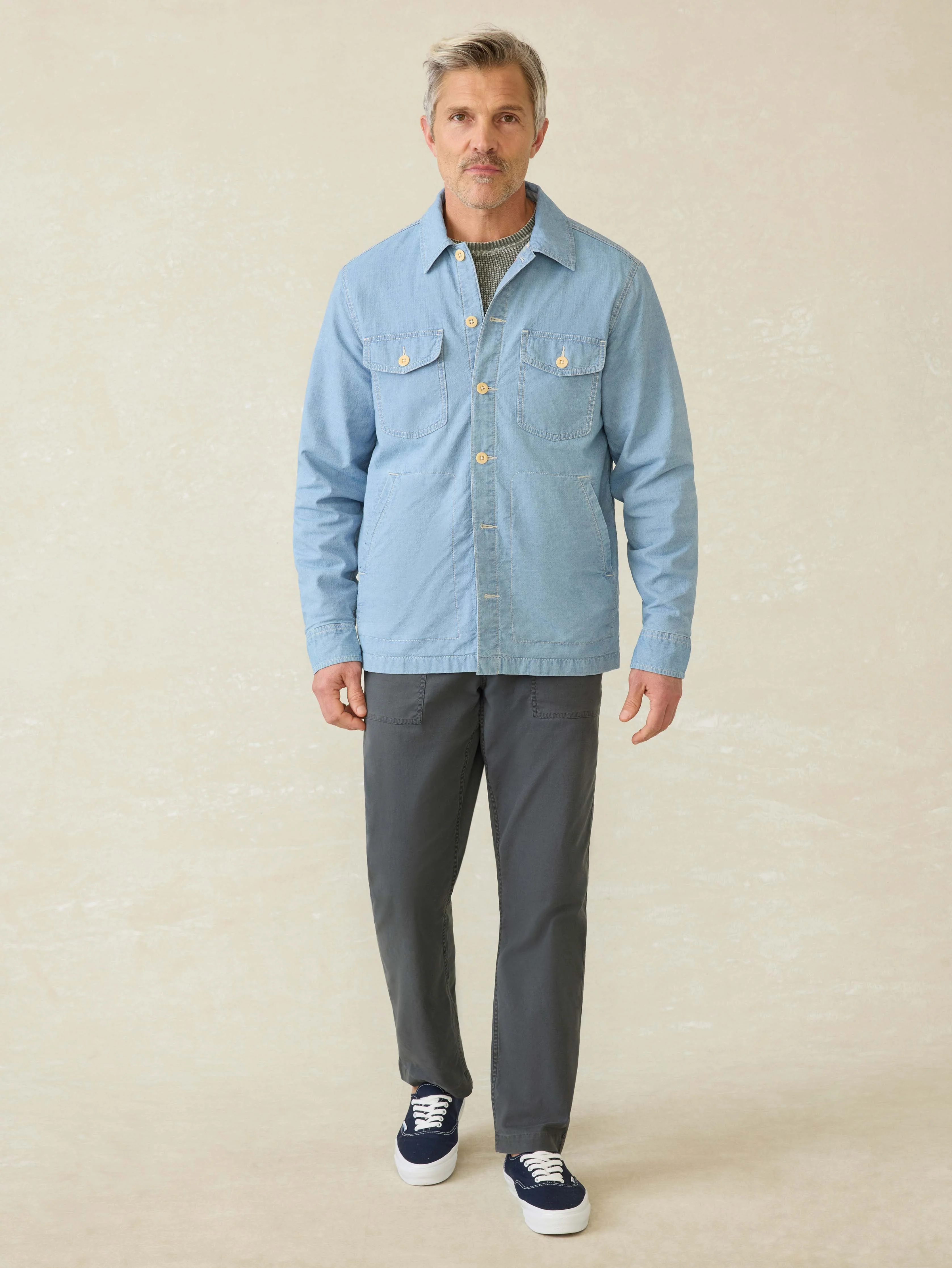 Doug Good Feather Indigo Herringbone Shirt Jacket - Blue Haven Wash - Image 3