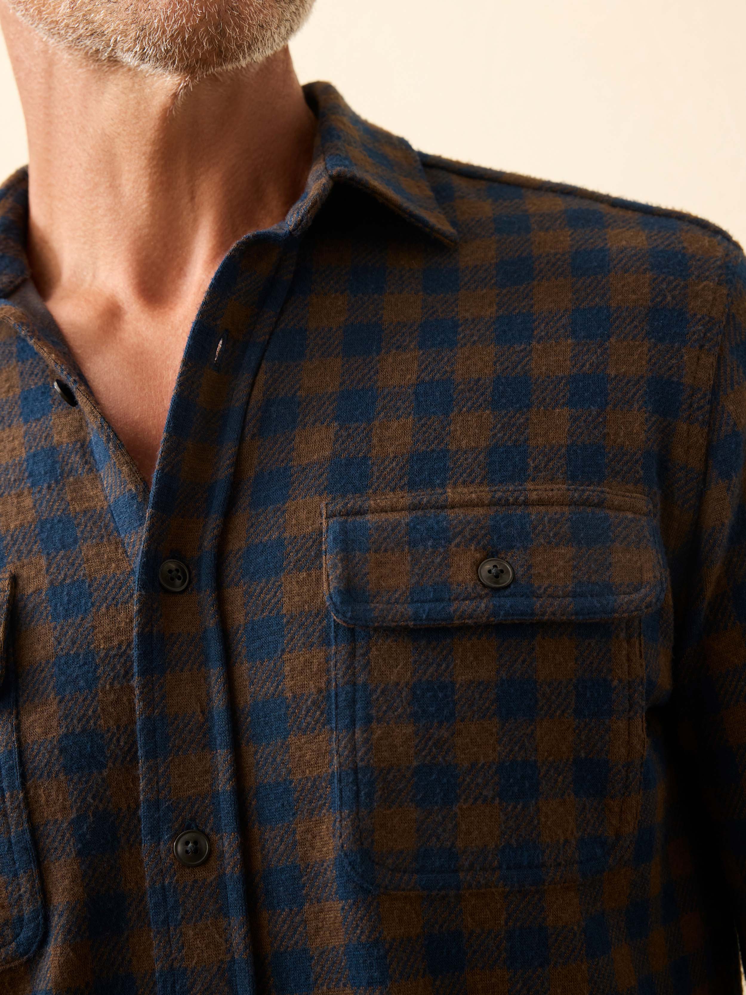Legend™ Sweater Shirt - Navy Woodland Check - Image 3