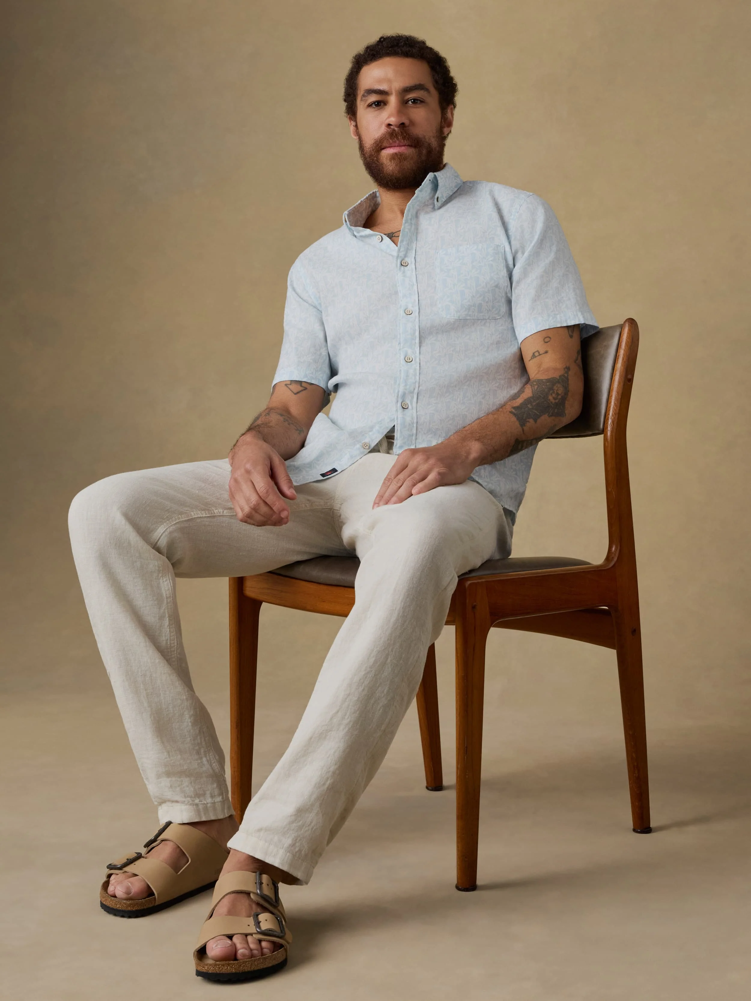 Linen Drawstring Pant - Weathered Sand - Image 3