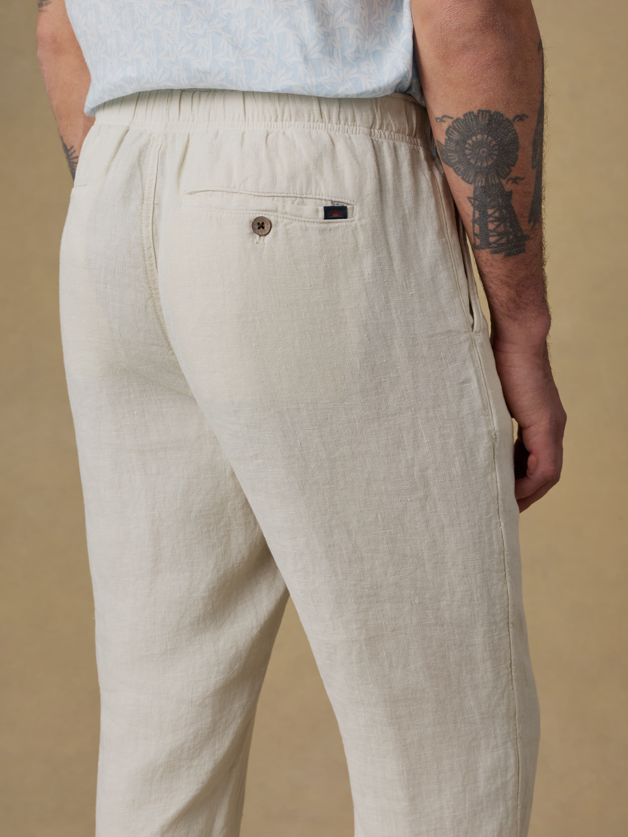 Linen Drawstring Pant - Weathered Sand - Image 5