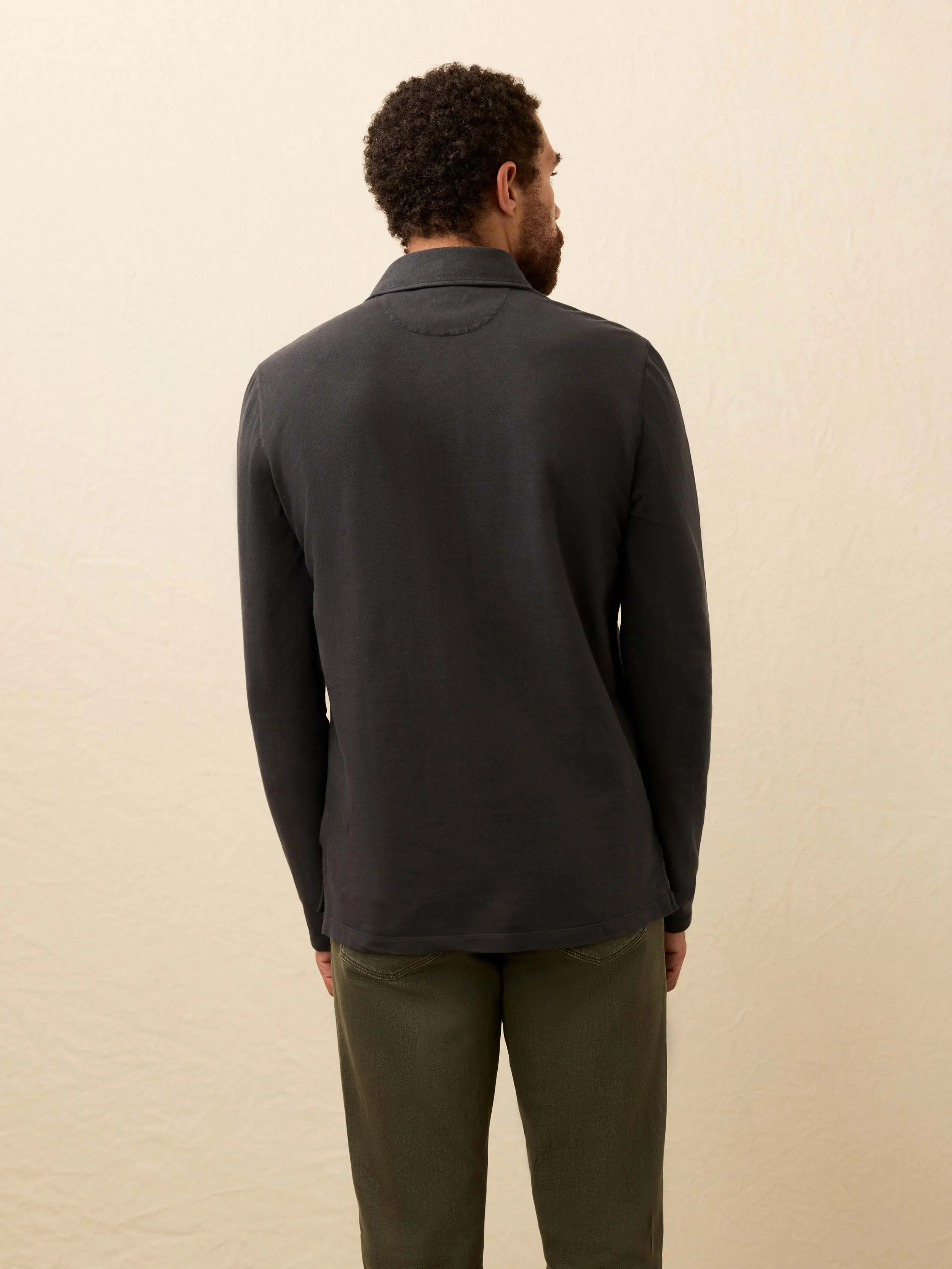 Long-Sleeve Field Knit Polo - Washed Charcoal - Image 5