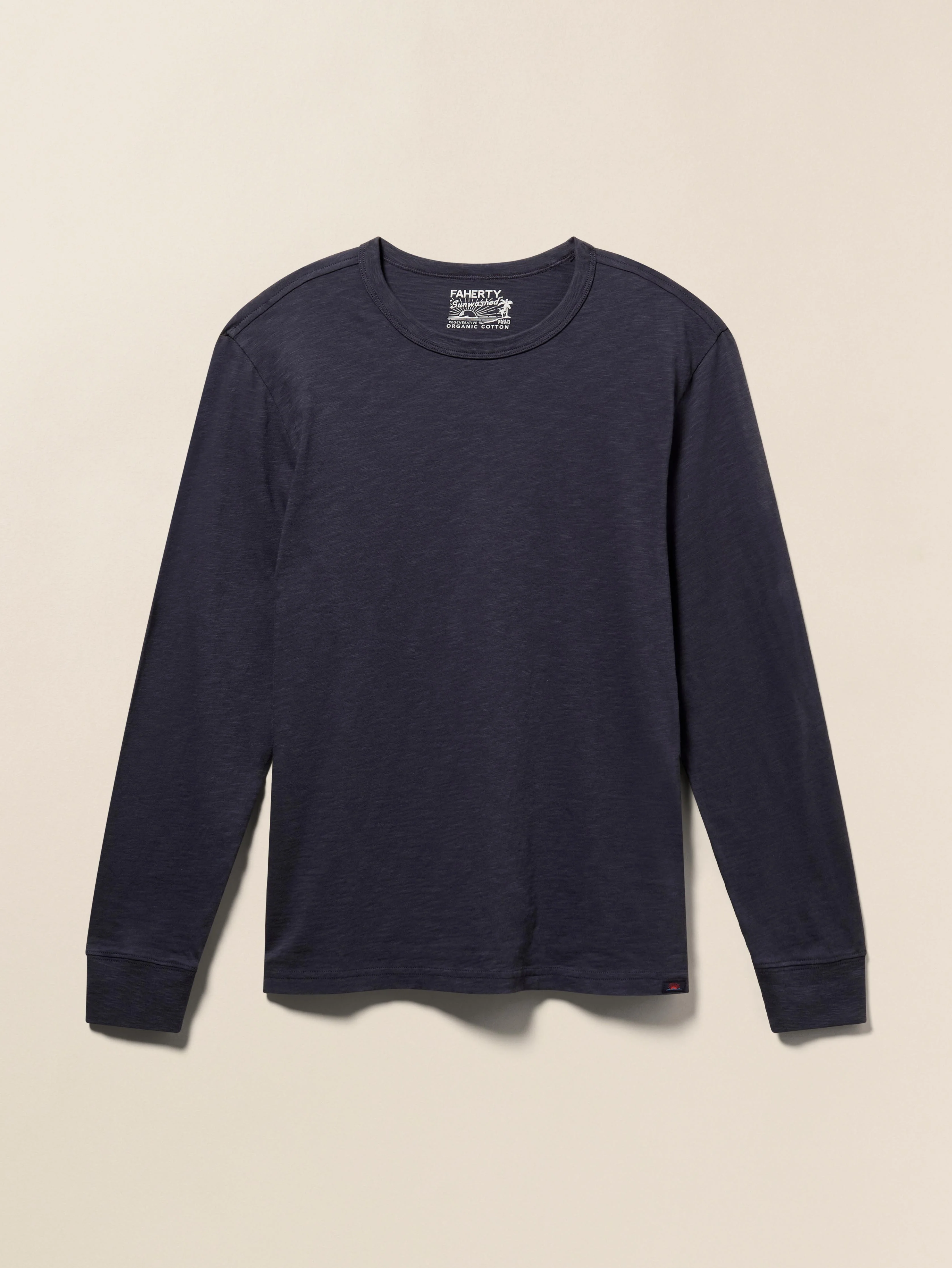 Long-Sleeve Sunwashed Regenerative Cotton Tee - Dune Navy - Image 5