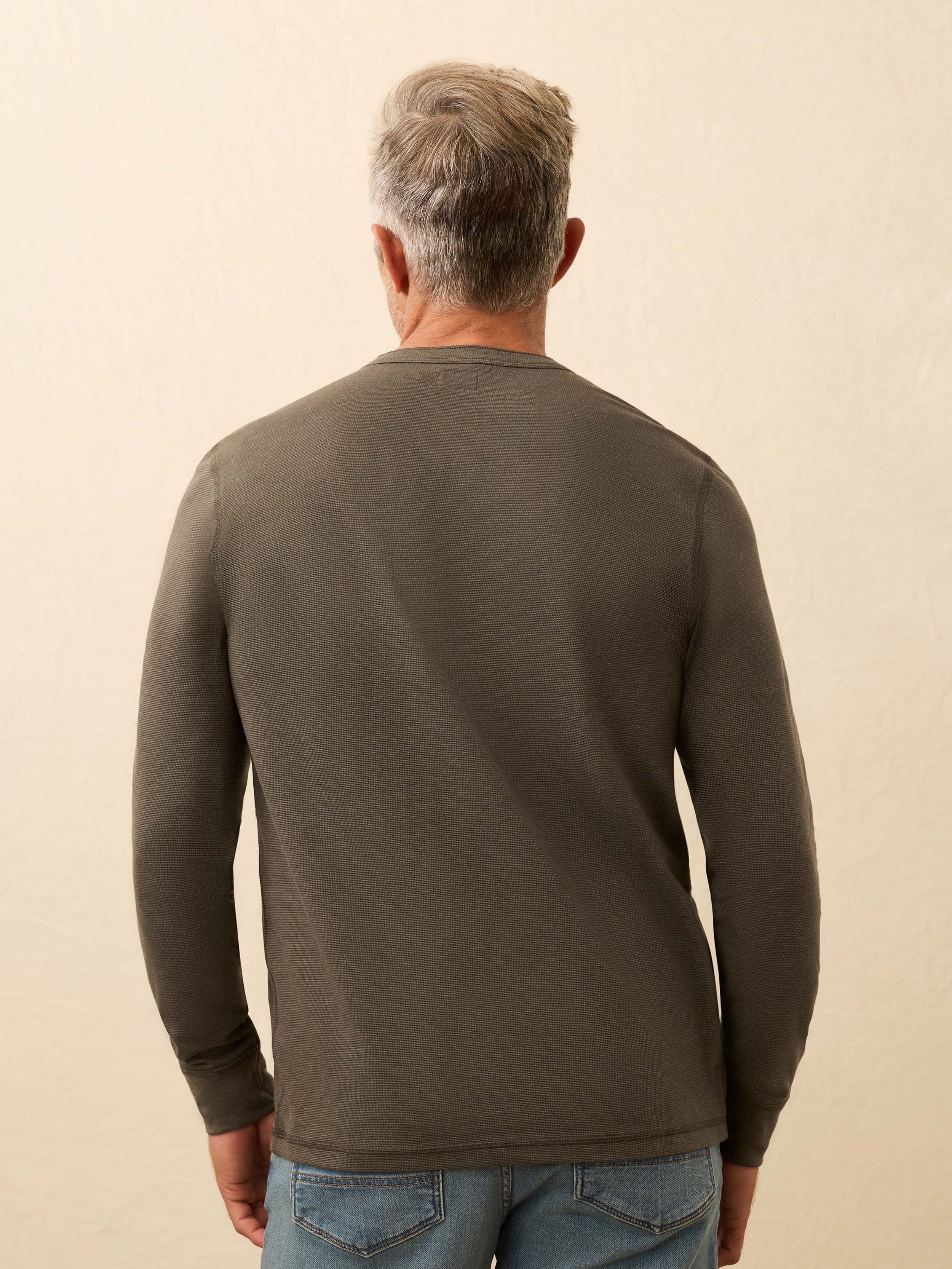 Long-Sleeve Waffle Henley - Night Rock - Image 4