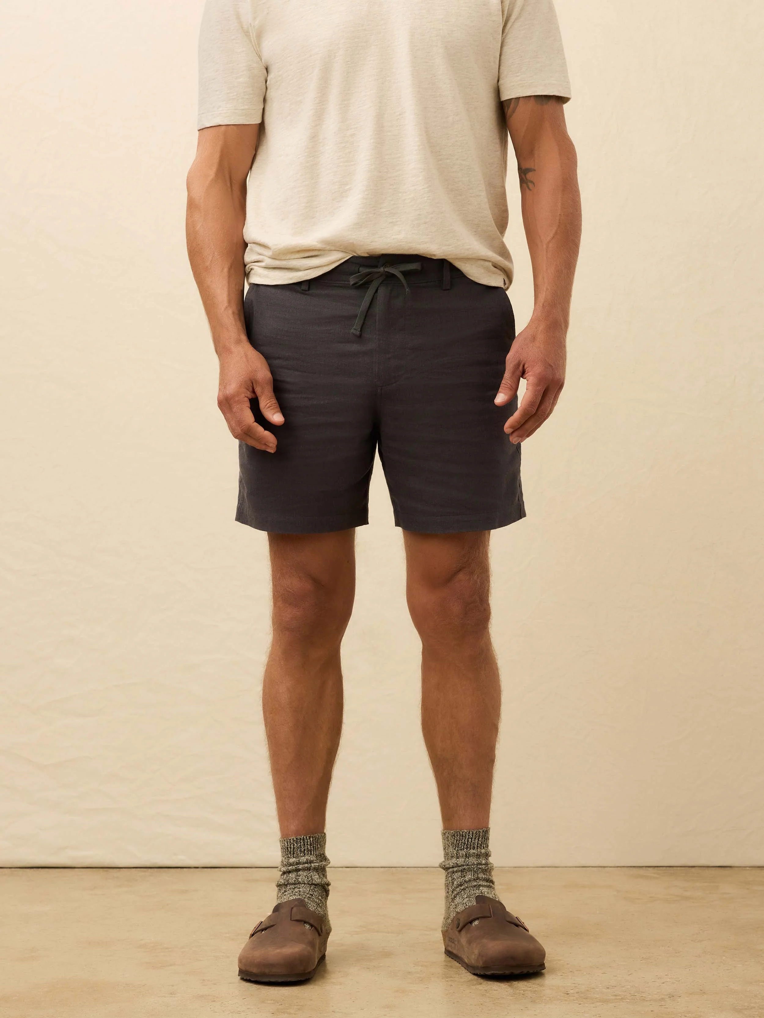 Movement Linen Drawstring Short - Washed Black - Image 3