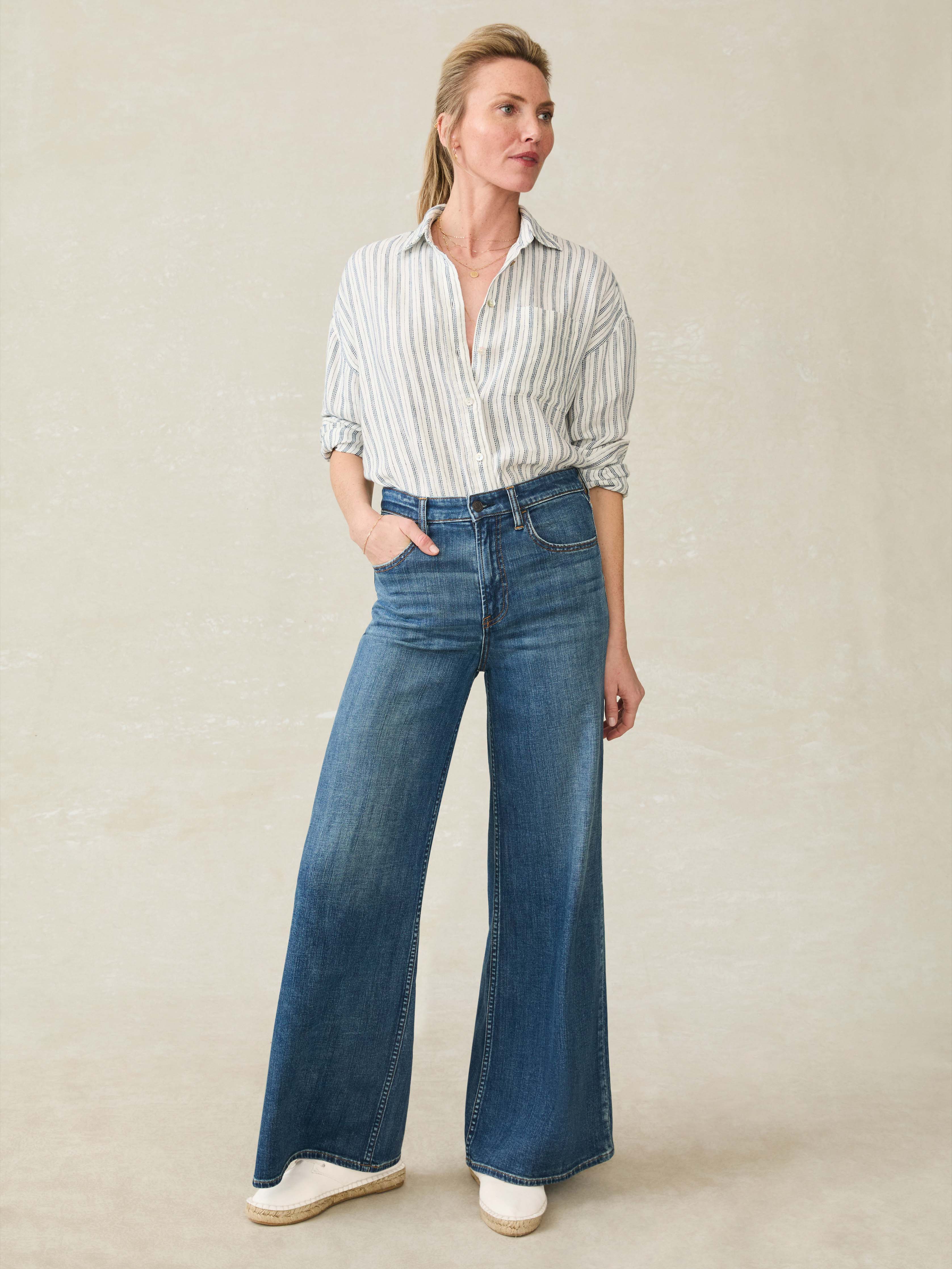 Santa Cruz Linen Relaxed Shirt - Oceanside Stripe - Image 4