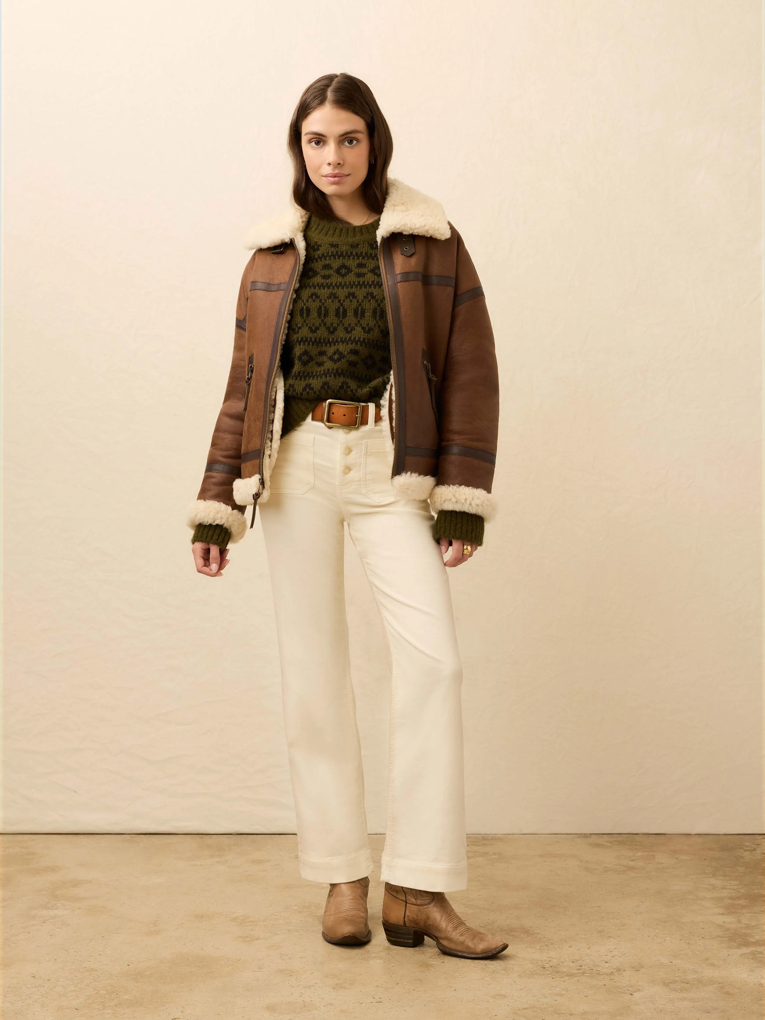 Sedona Shearling Flight Jacket - Brown - Image 3