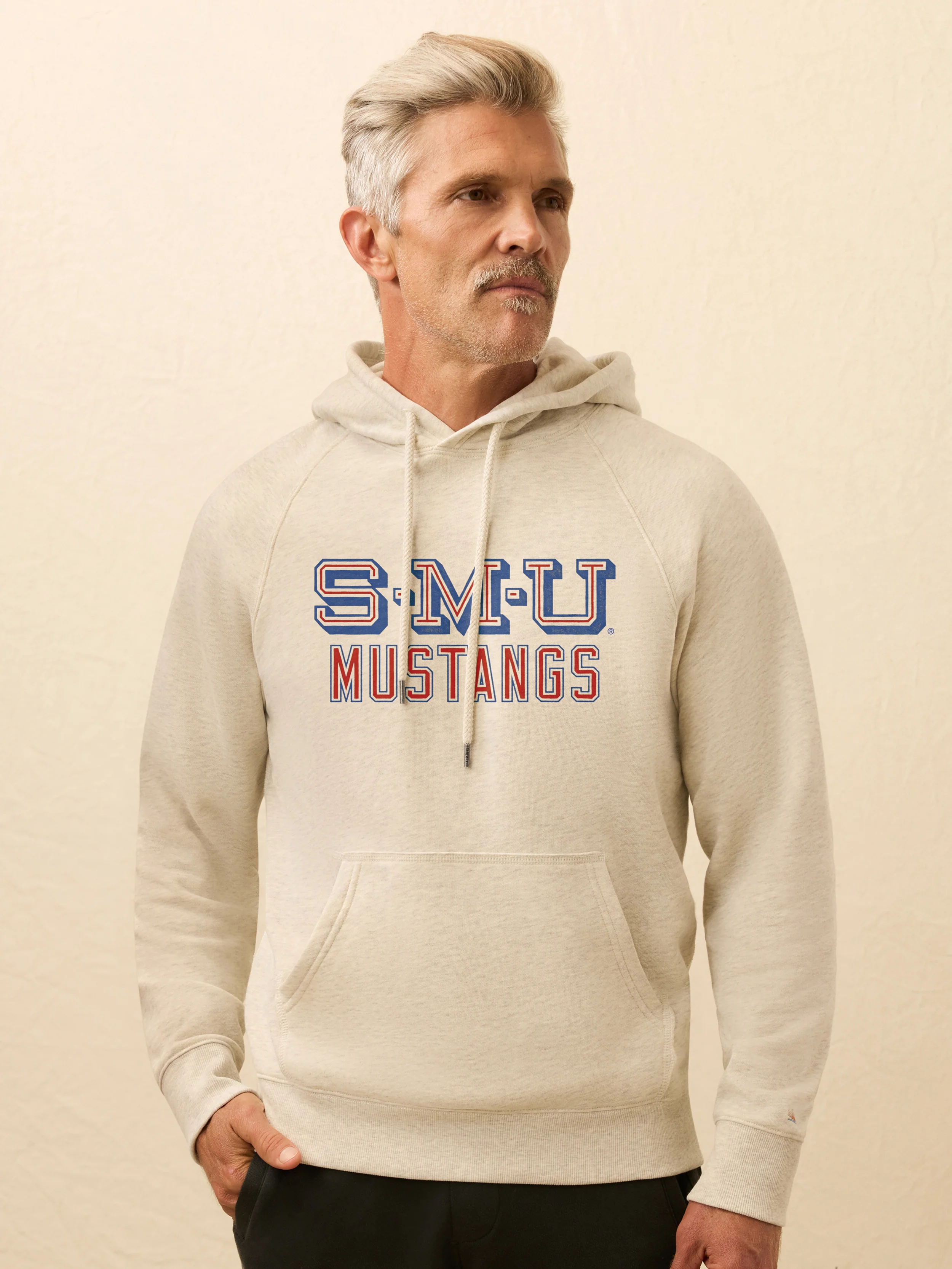 Southern Methodist University High Standard Fleece Hoodie - Antique Ivory Heather
