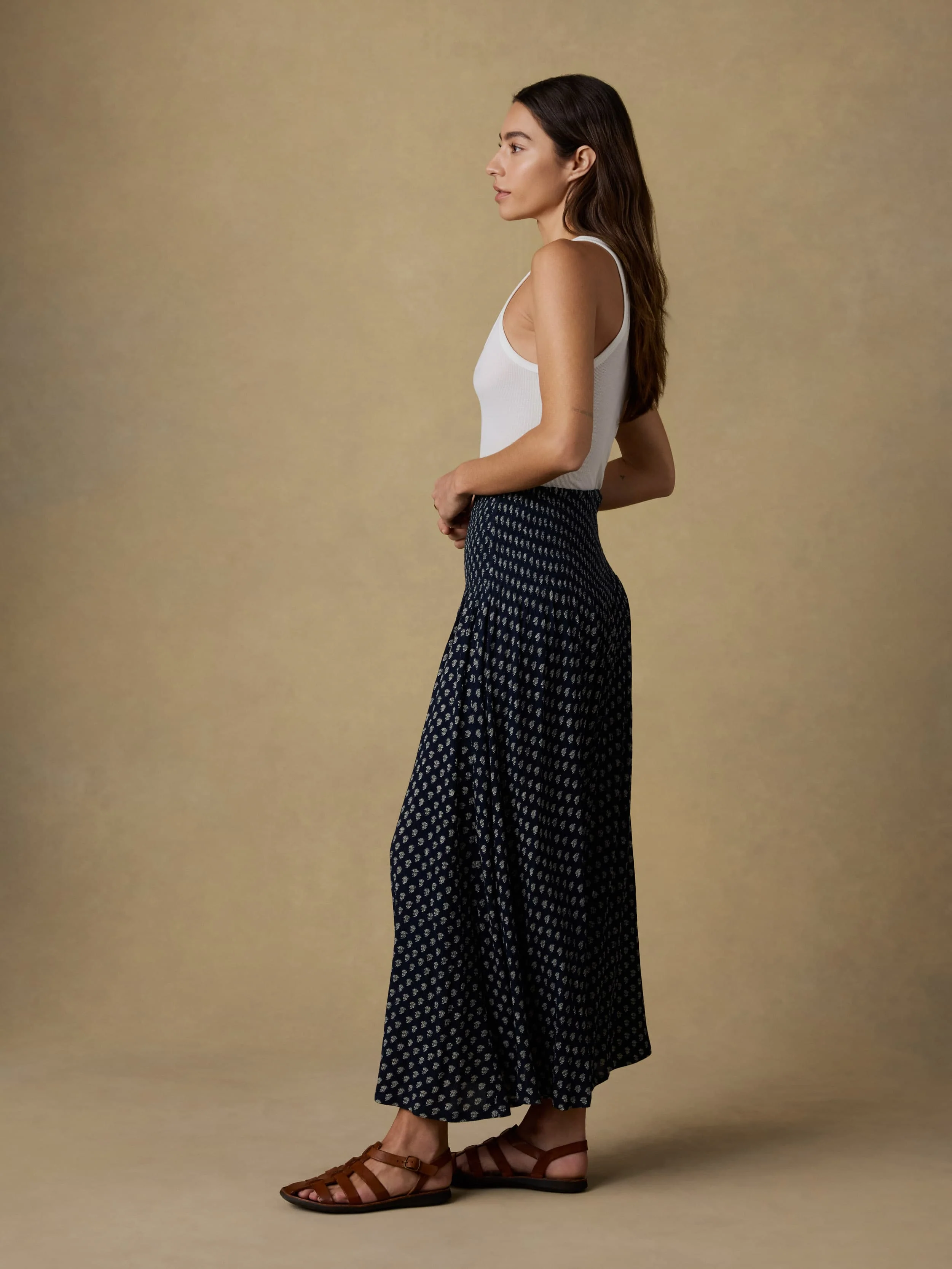 Sophia Smocked Skirt - Navy Lotus Floral - Image 3