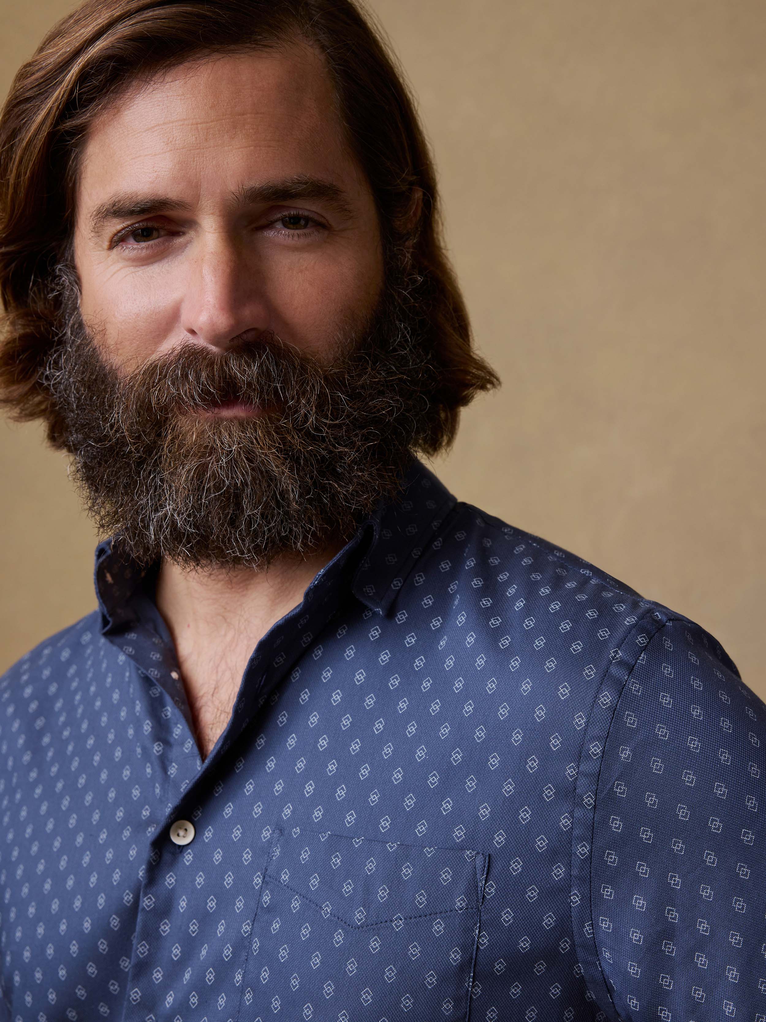 Short-Sleeve Movement™ Monterey Shirt - Navy Dusk Diamond - Image 3