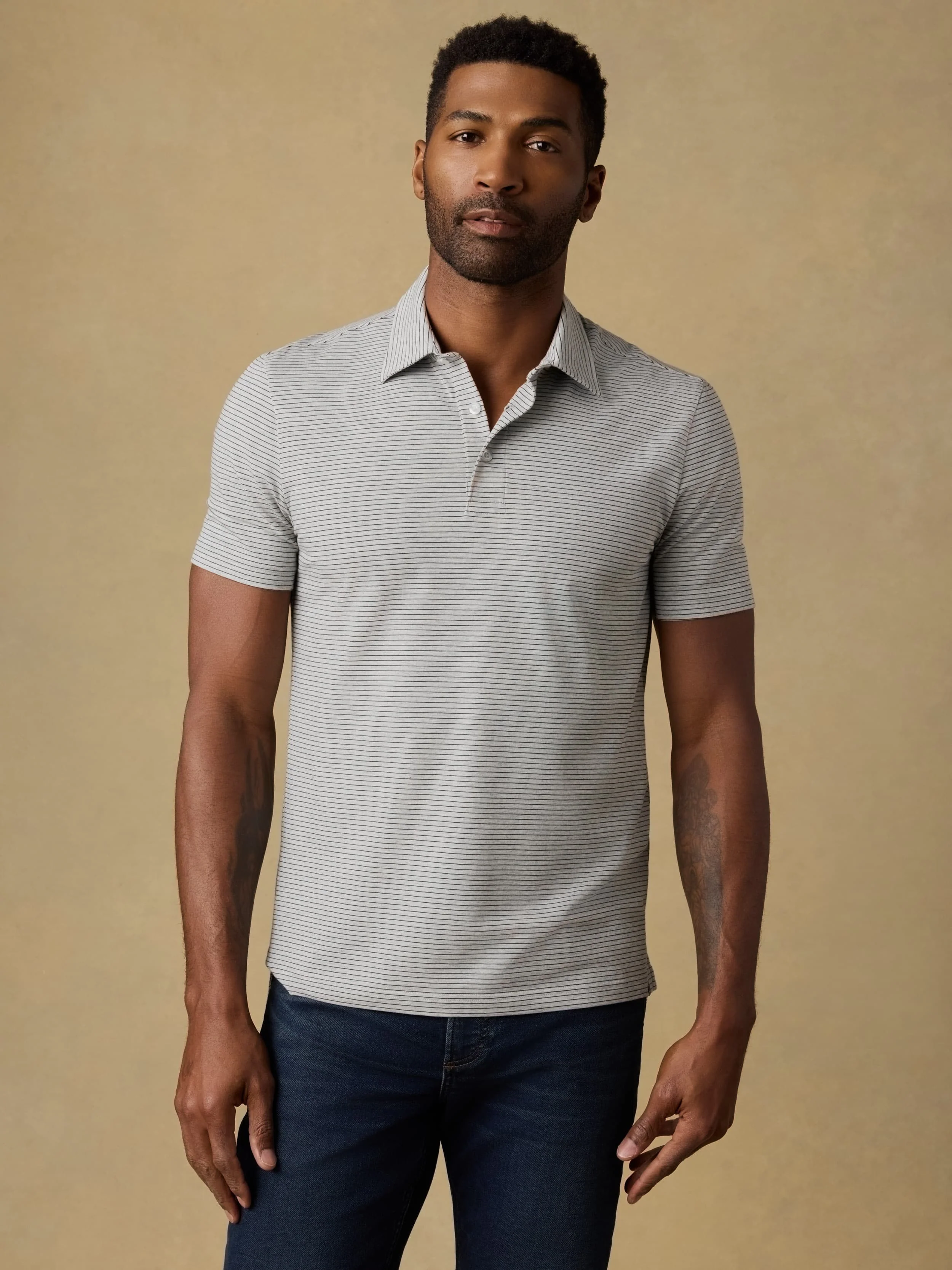 Short-Sleeve Movement™ Polo - Dark Cloud Stripe - Image 4