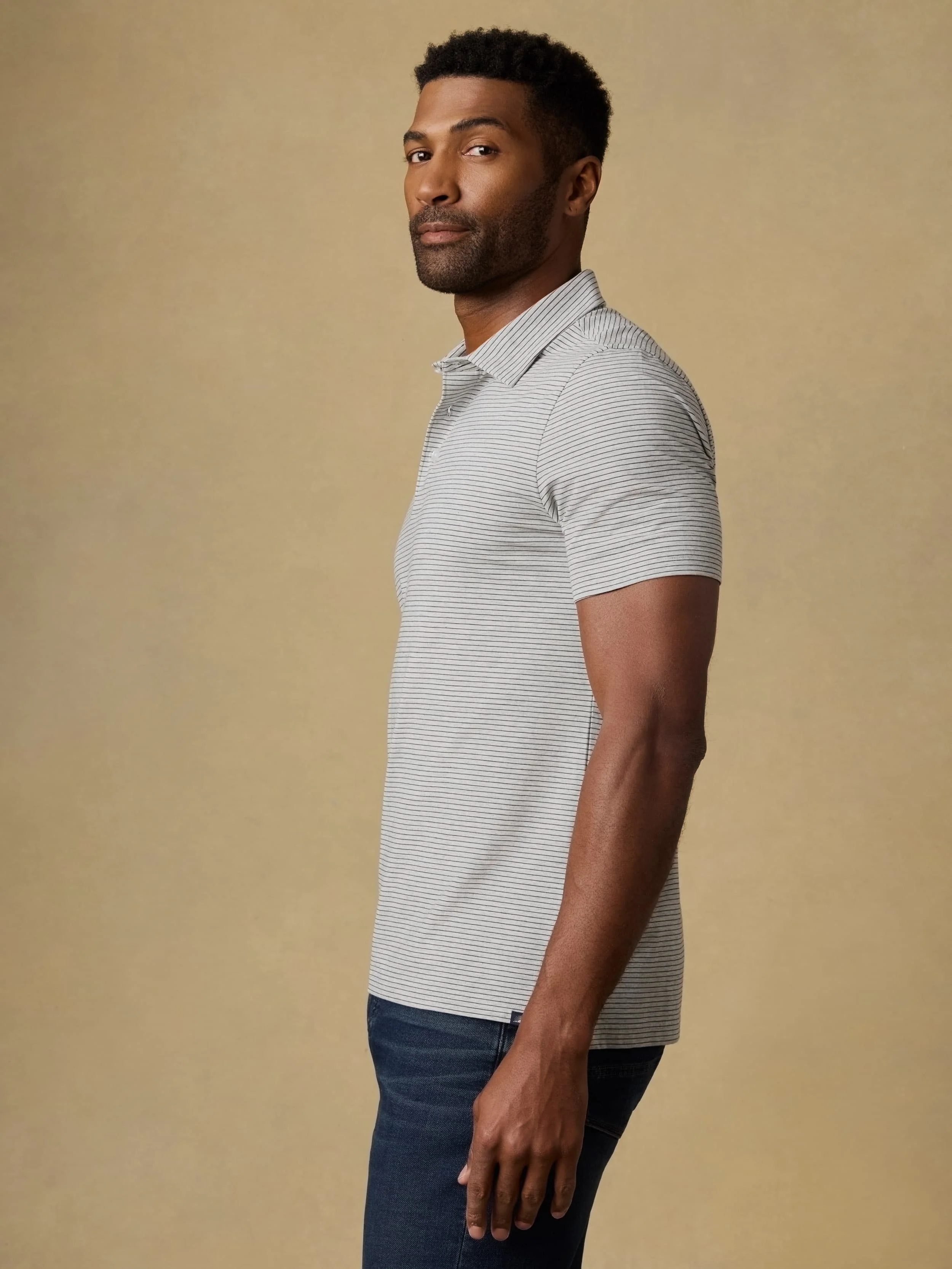 Short-Sleeve Movement™ Polo - Dark Cloud Stripe - Image 5