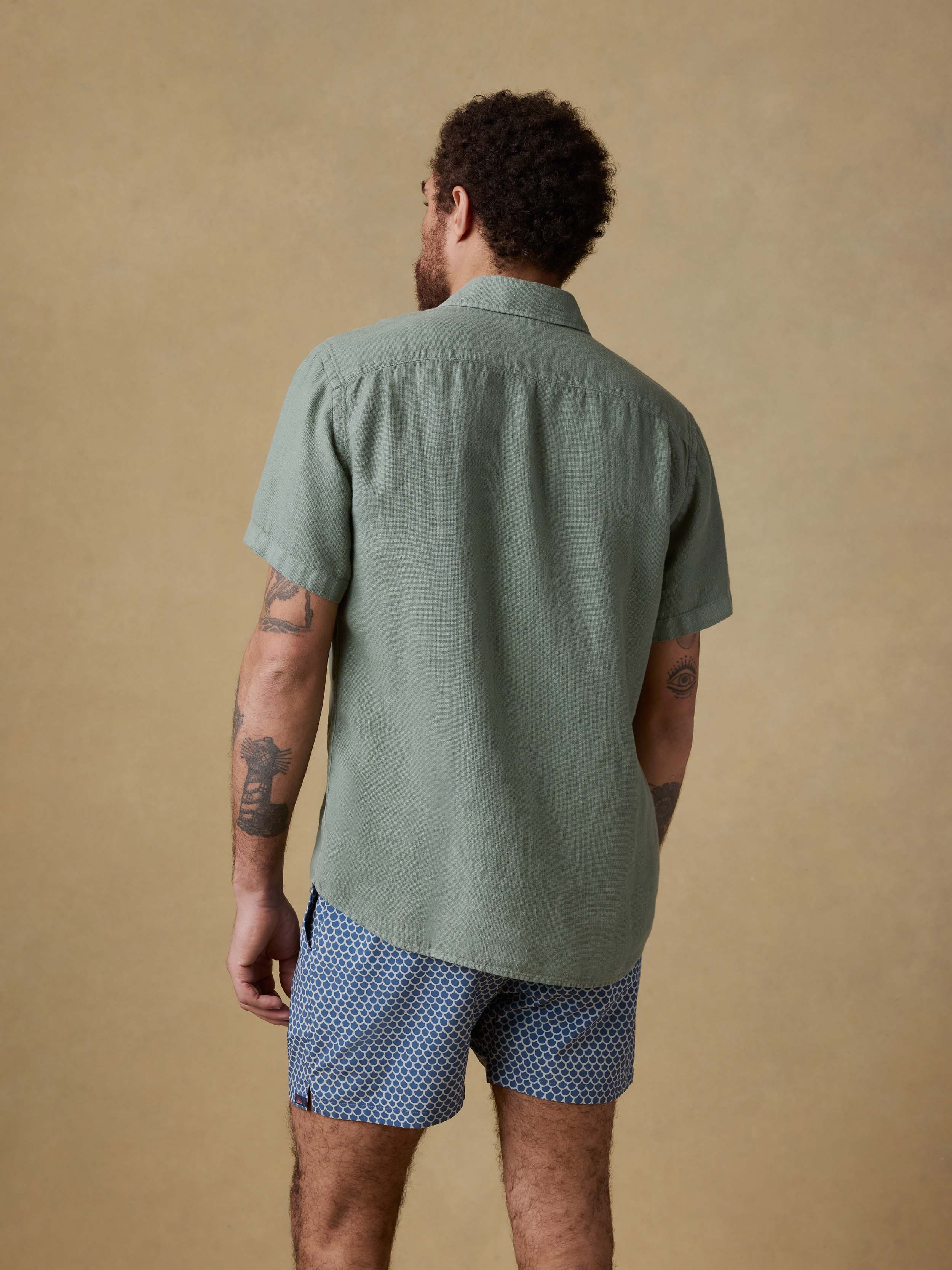 Short-Sleeve Palma Linen Shirt - Spruce - Image 3