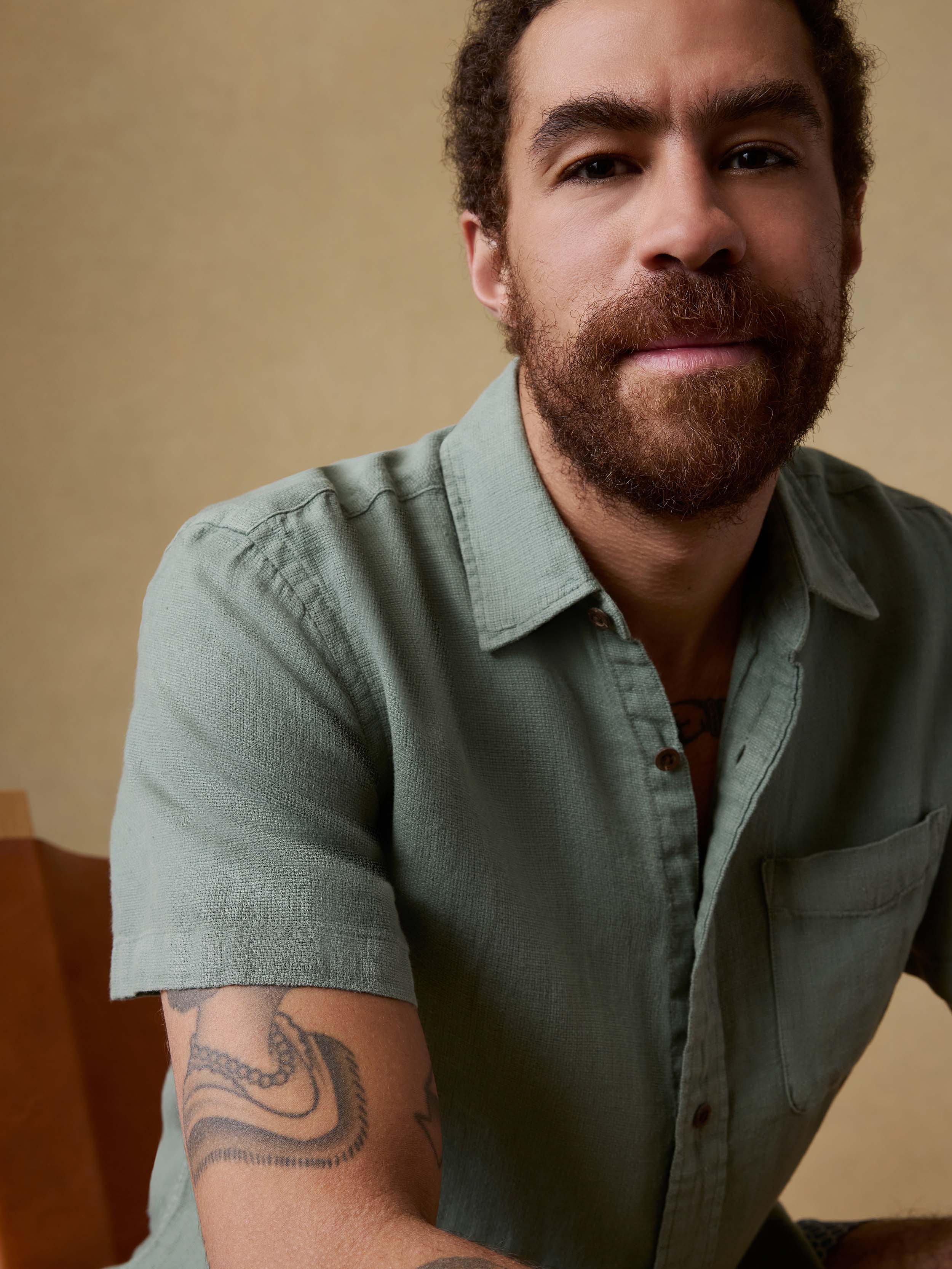 Short-Sleeve Palma Linen Shirt - Spruce - Image 6