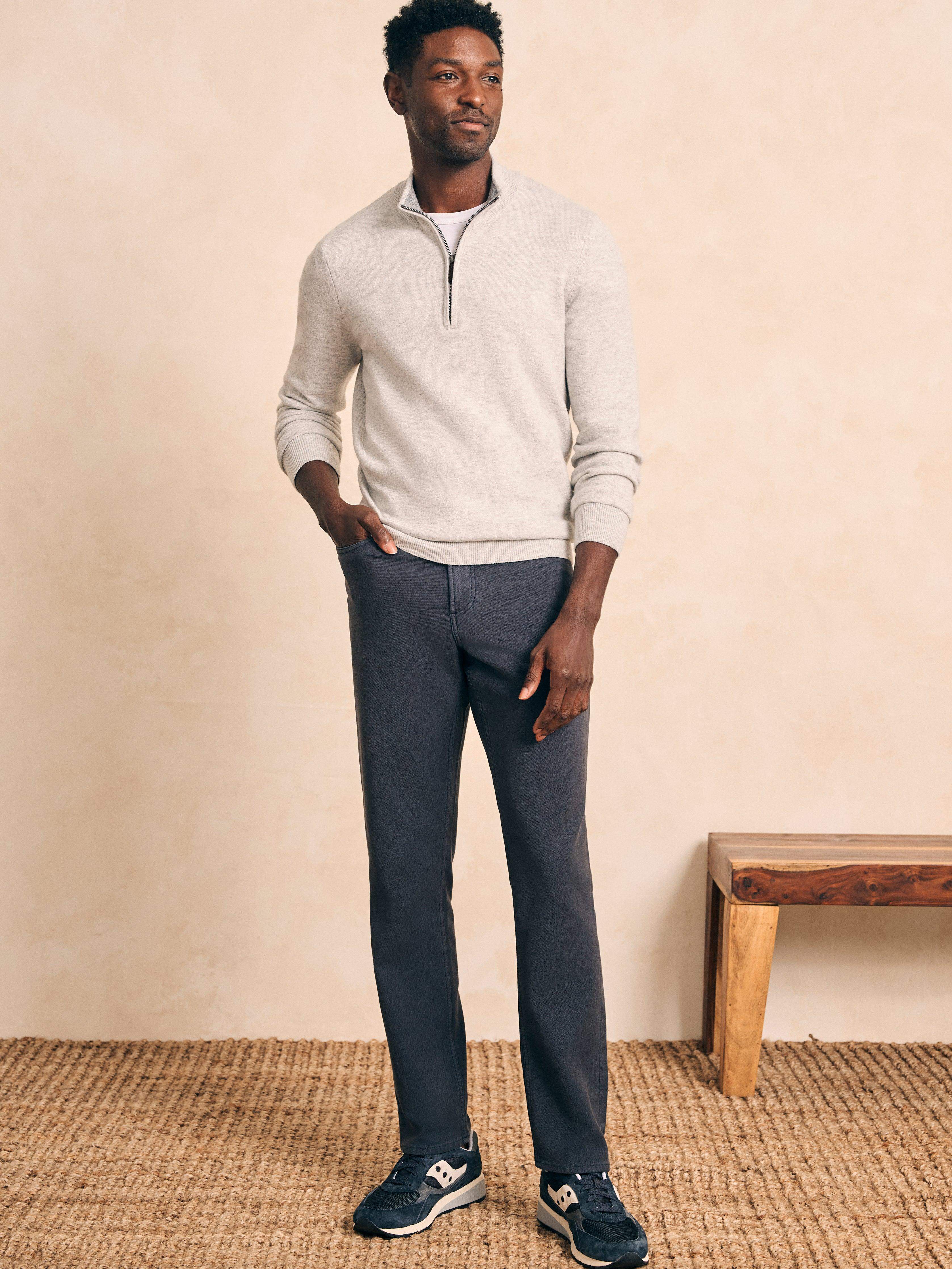 Stretch Terry 5-Pocket Athletic Fit Pant - Navy - Image 3