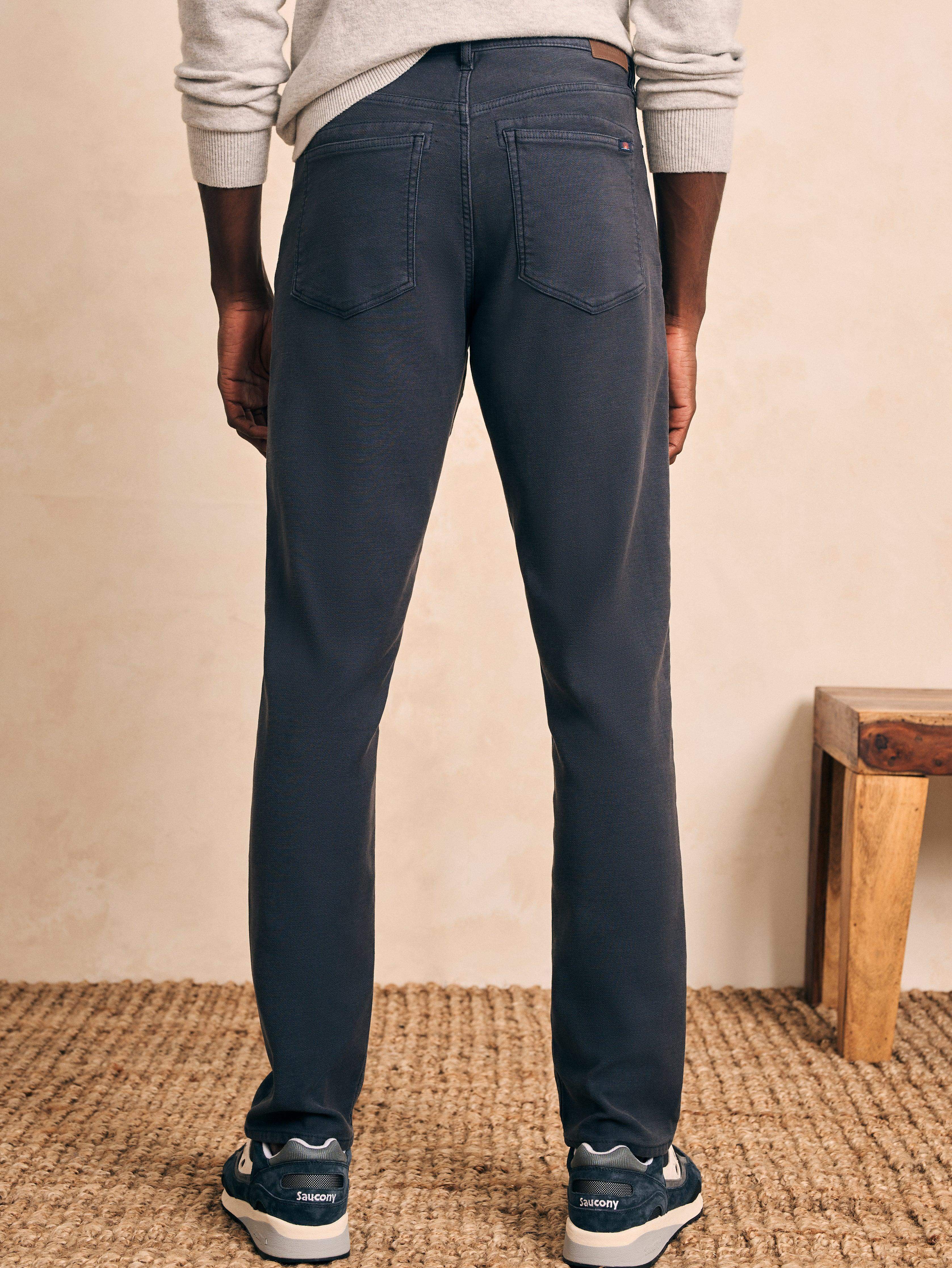 Stretch Terry 5-Pocket Athletic Fit Pant - Navy - Image 5