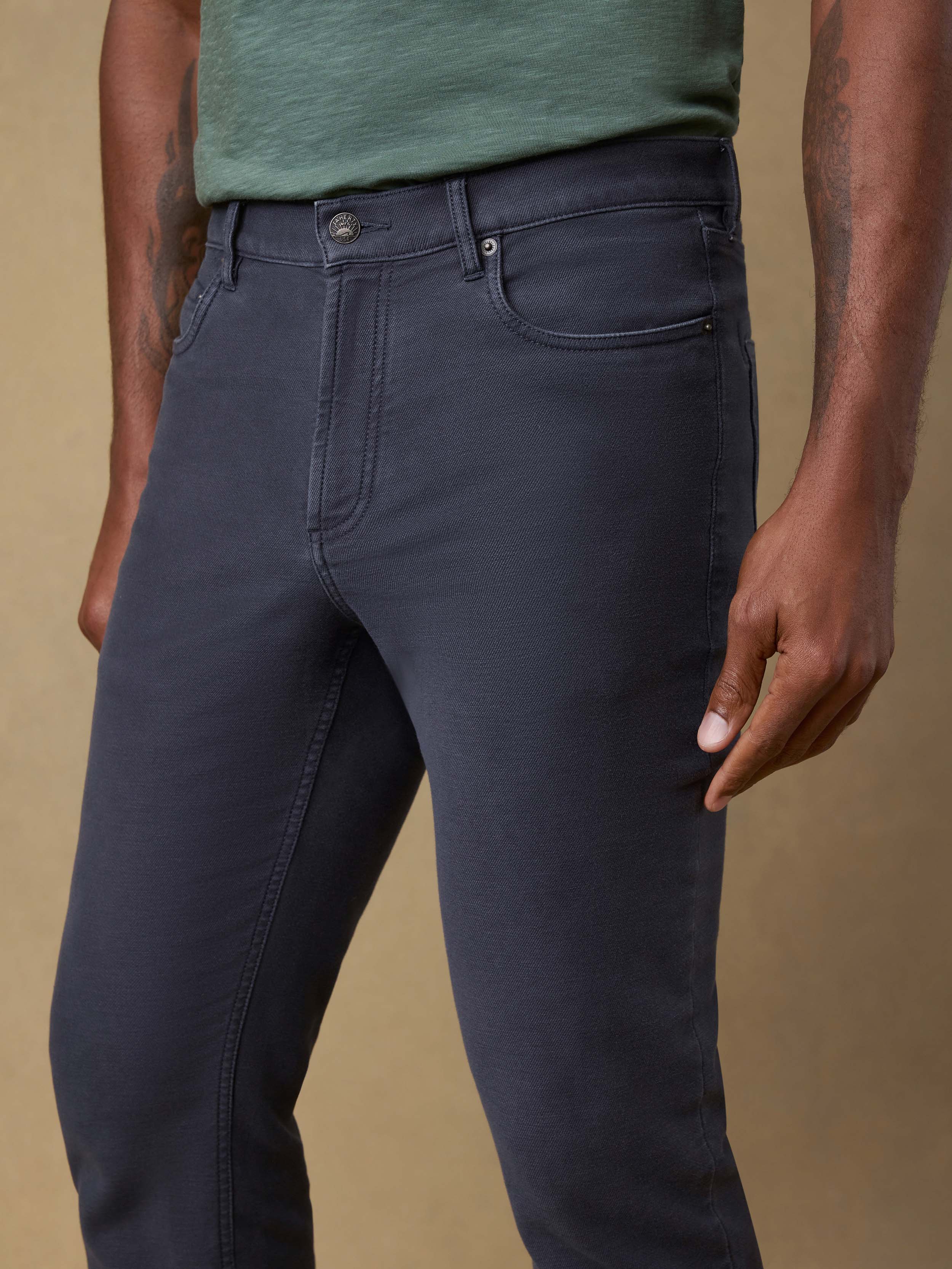 Stretch Terry 5-Pocket Pant - Navy - Image 5
