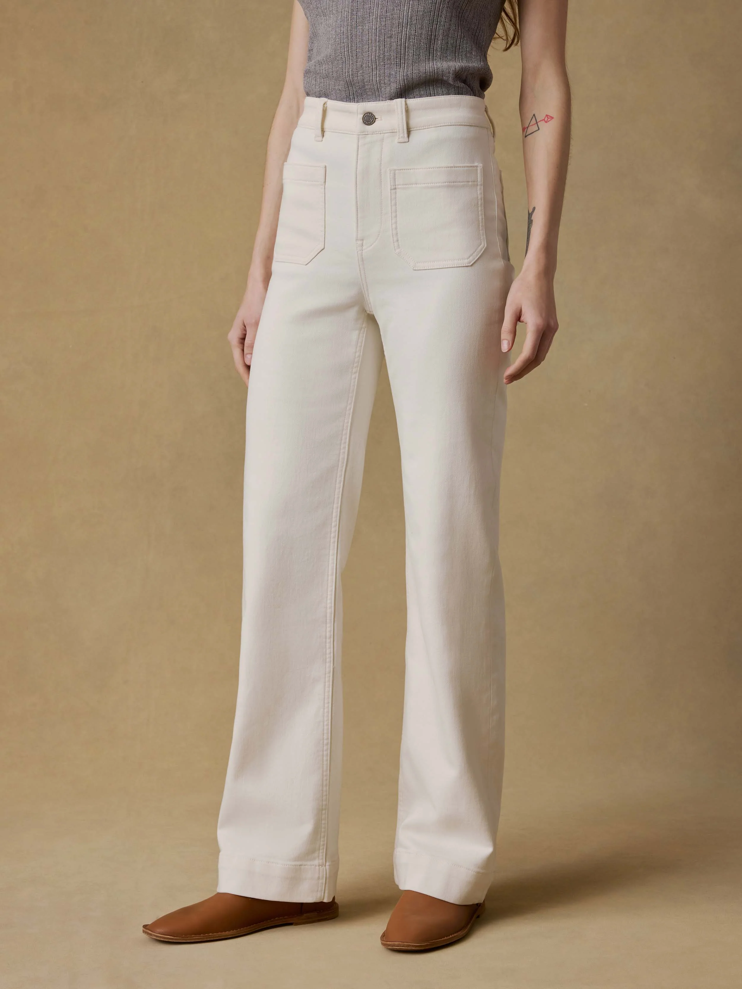 Stretch Terry Patch Pocket Pant - Egret - Image 3