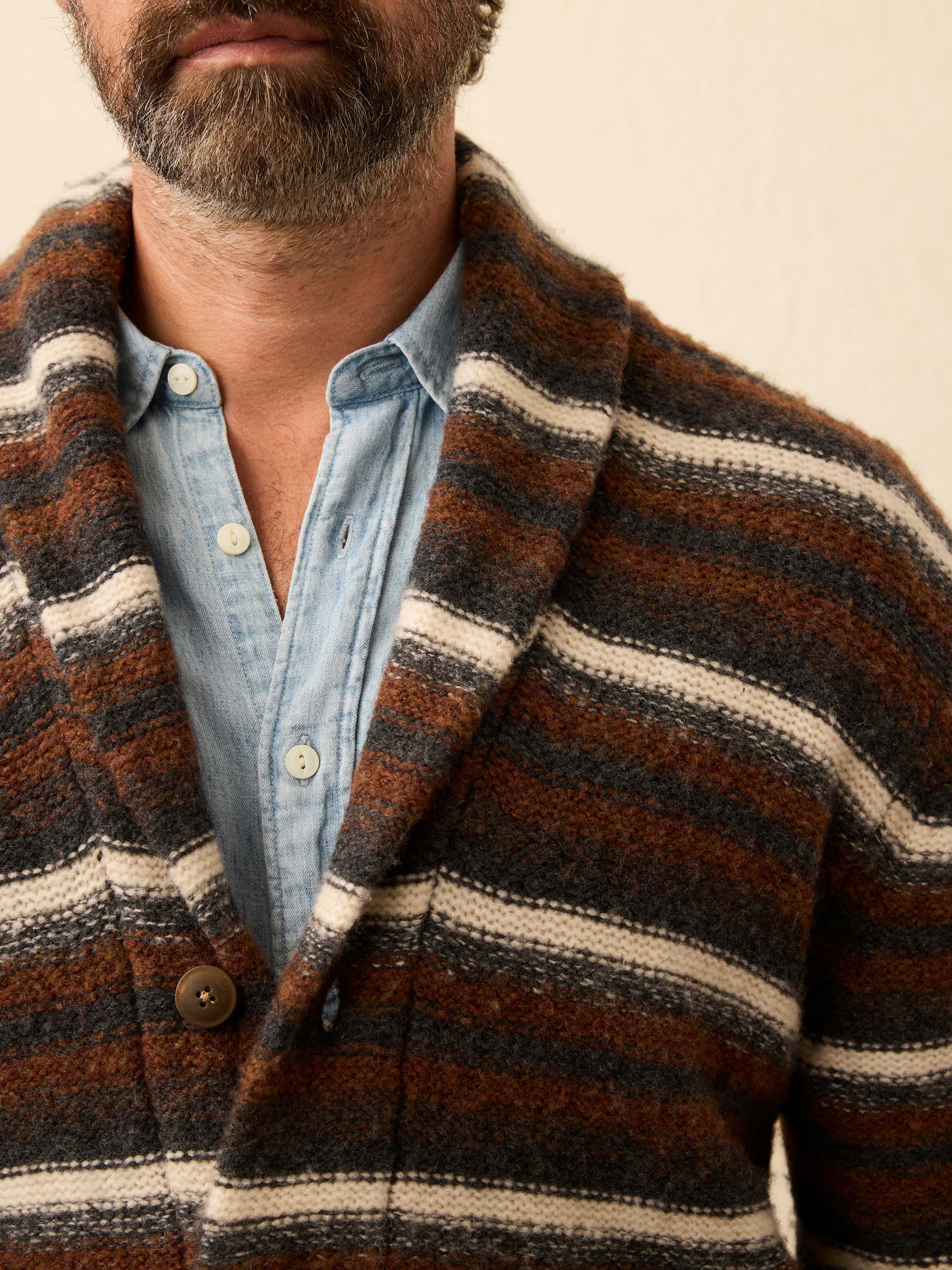 Striped Cardigan Sweater - Rocky Peak Stripe - Image 2