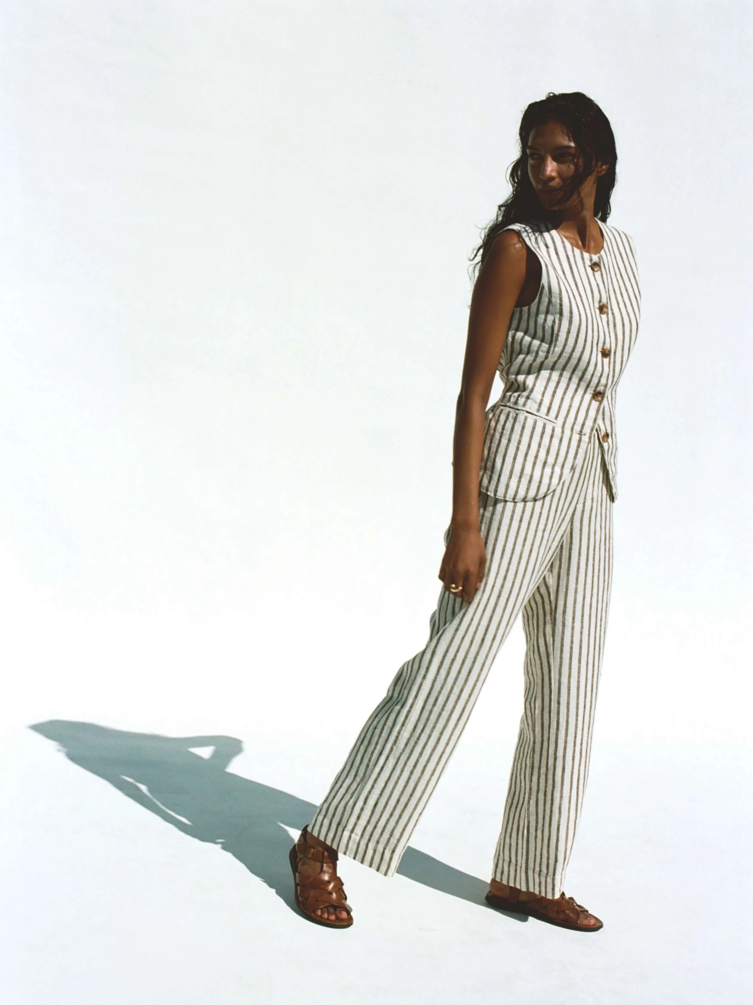 Sun Strider Linen Pant - Cocoa Grove Stripe