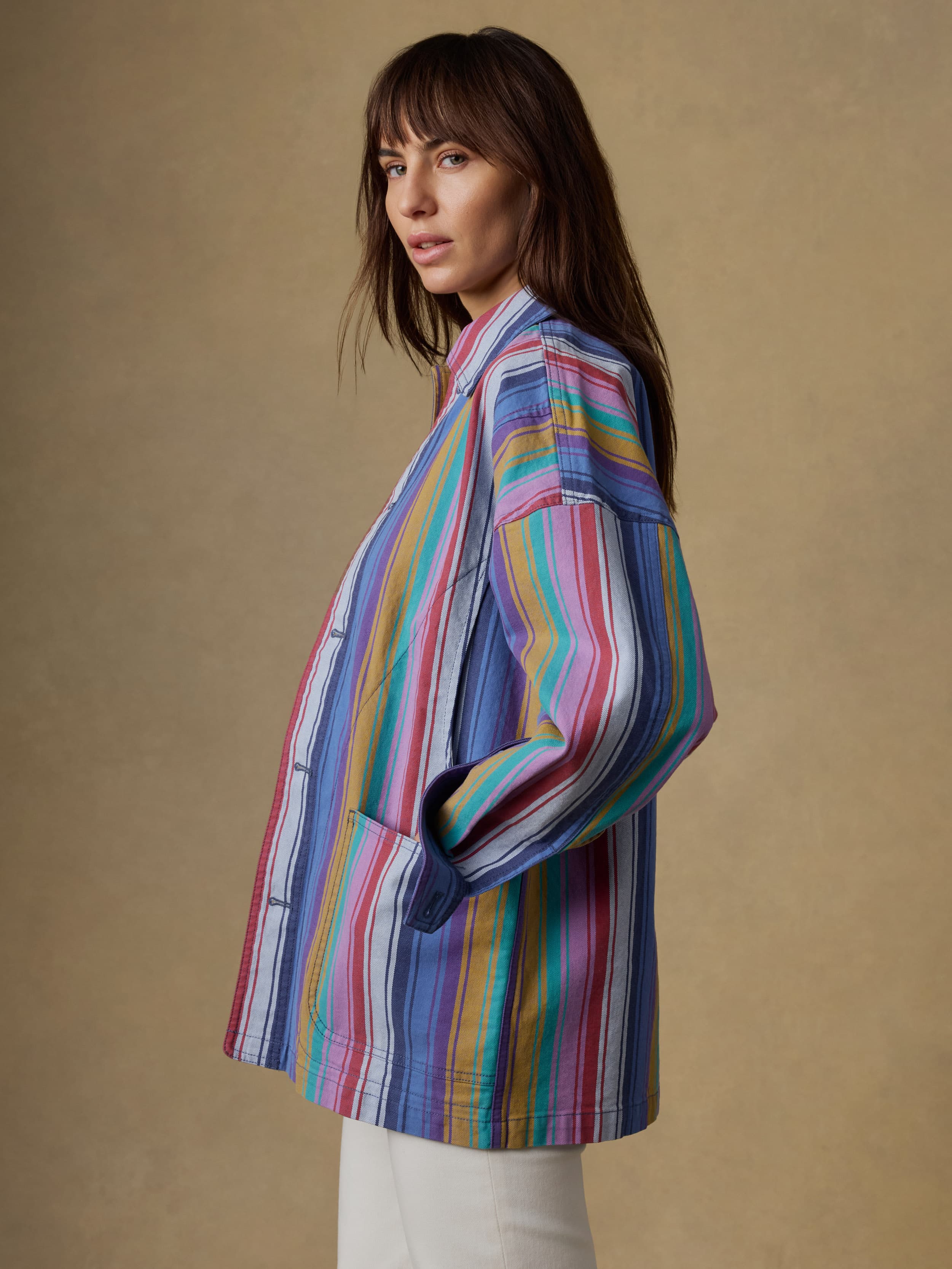 Sunset Denim Chore Jacket - Painted Row Stripe - Image 4