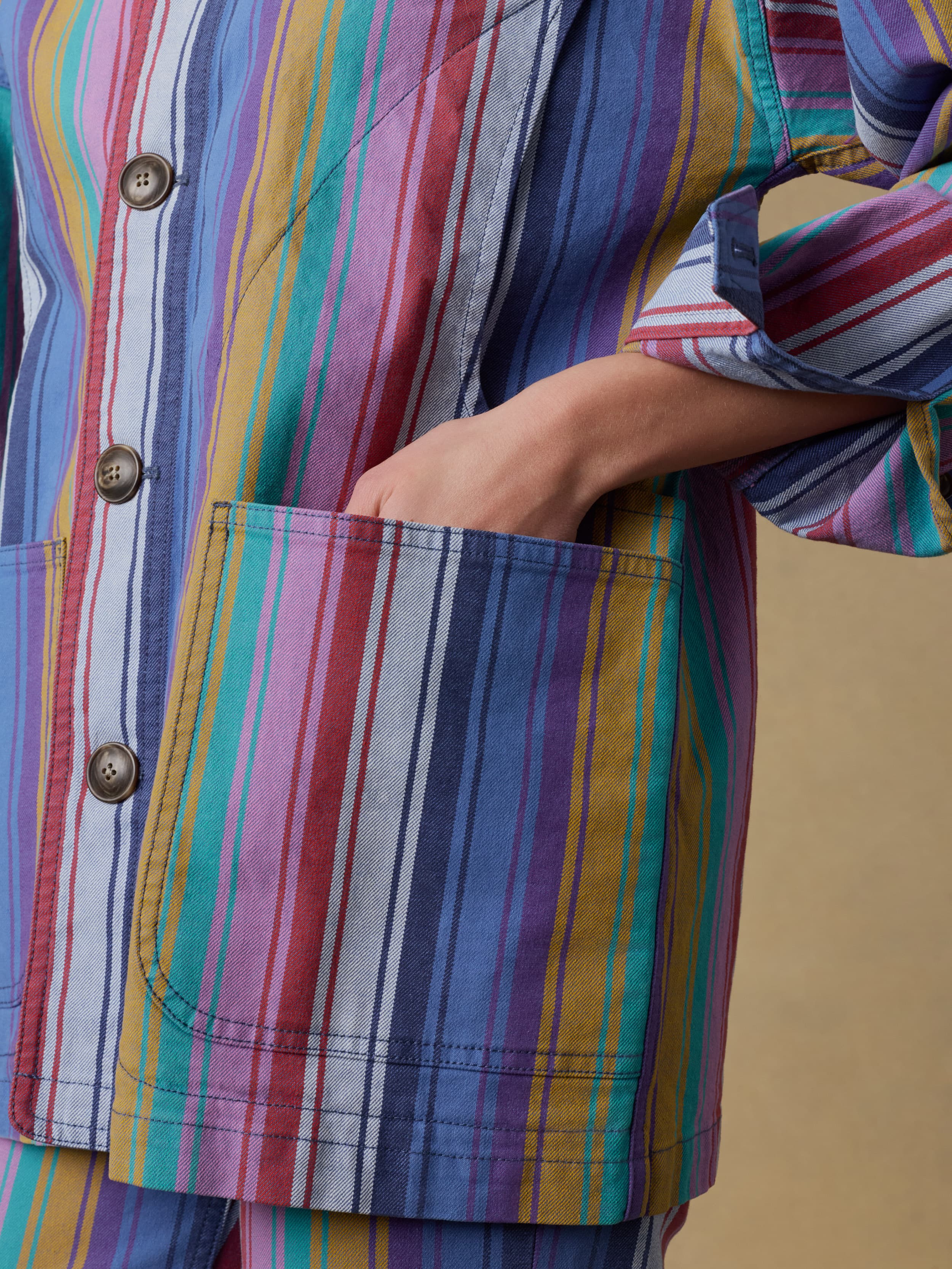 Sunset Denim Chore Jacket - Painted Row Stripe - Image 7