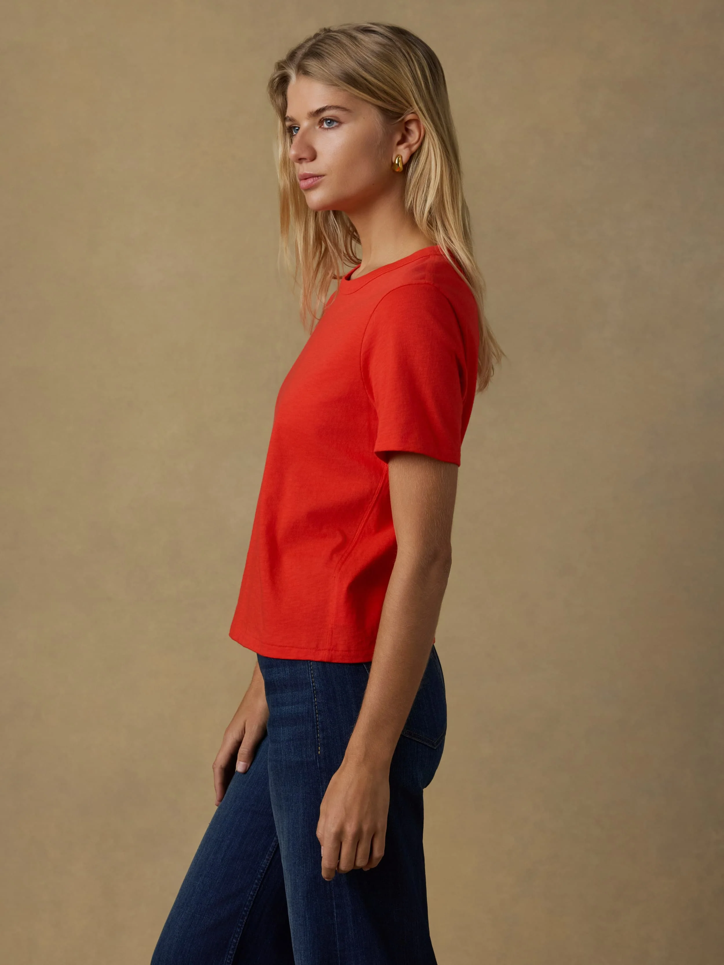 Sunwashed Regenerative Tee - Poppy Red - Image 4