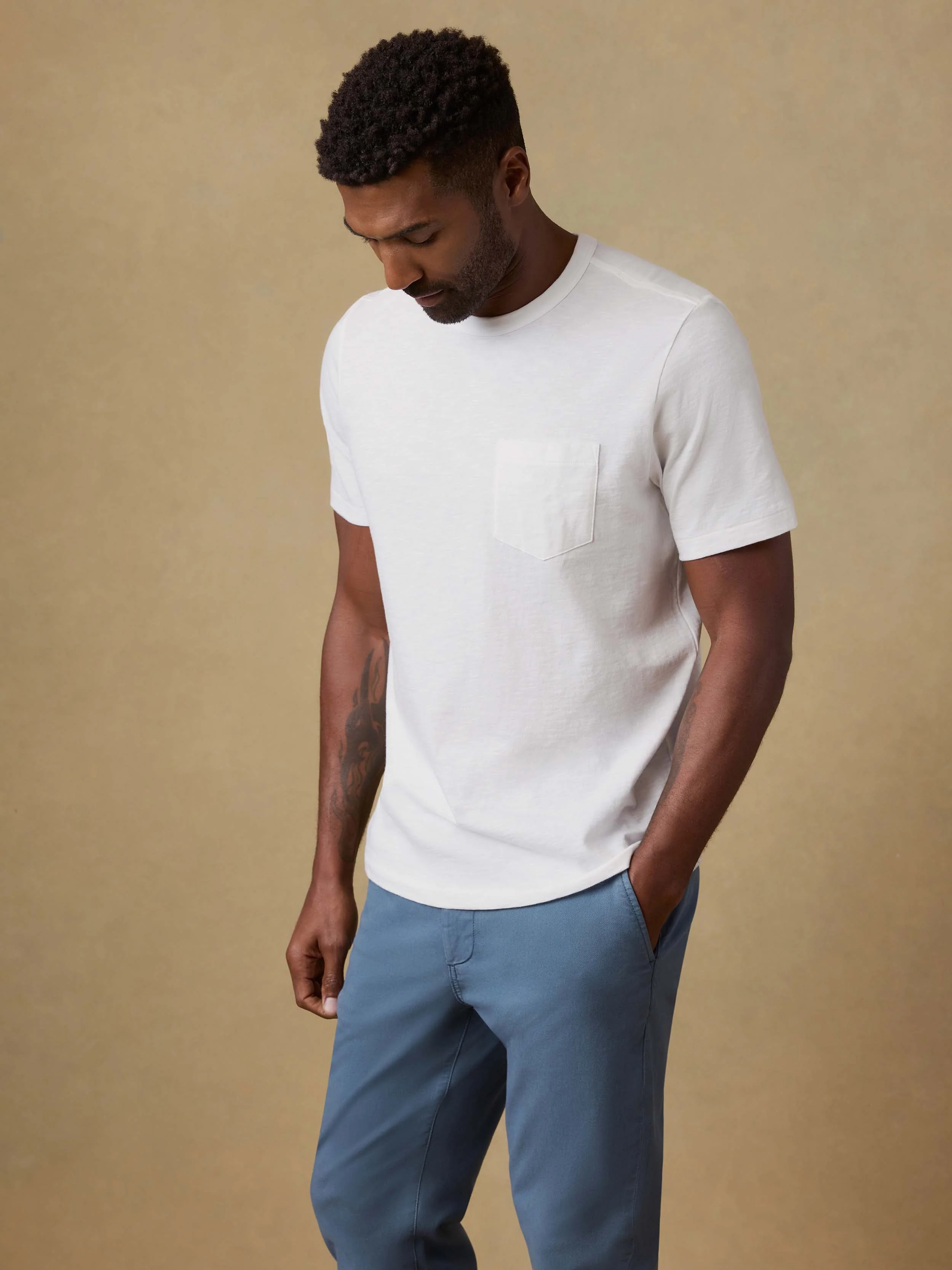 Sunwashed Regenerative Pocket Tee - White - Image 2