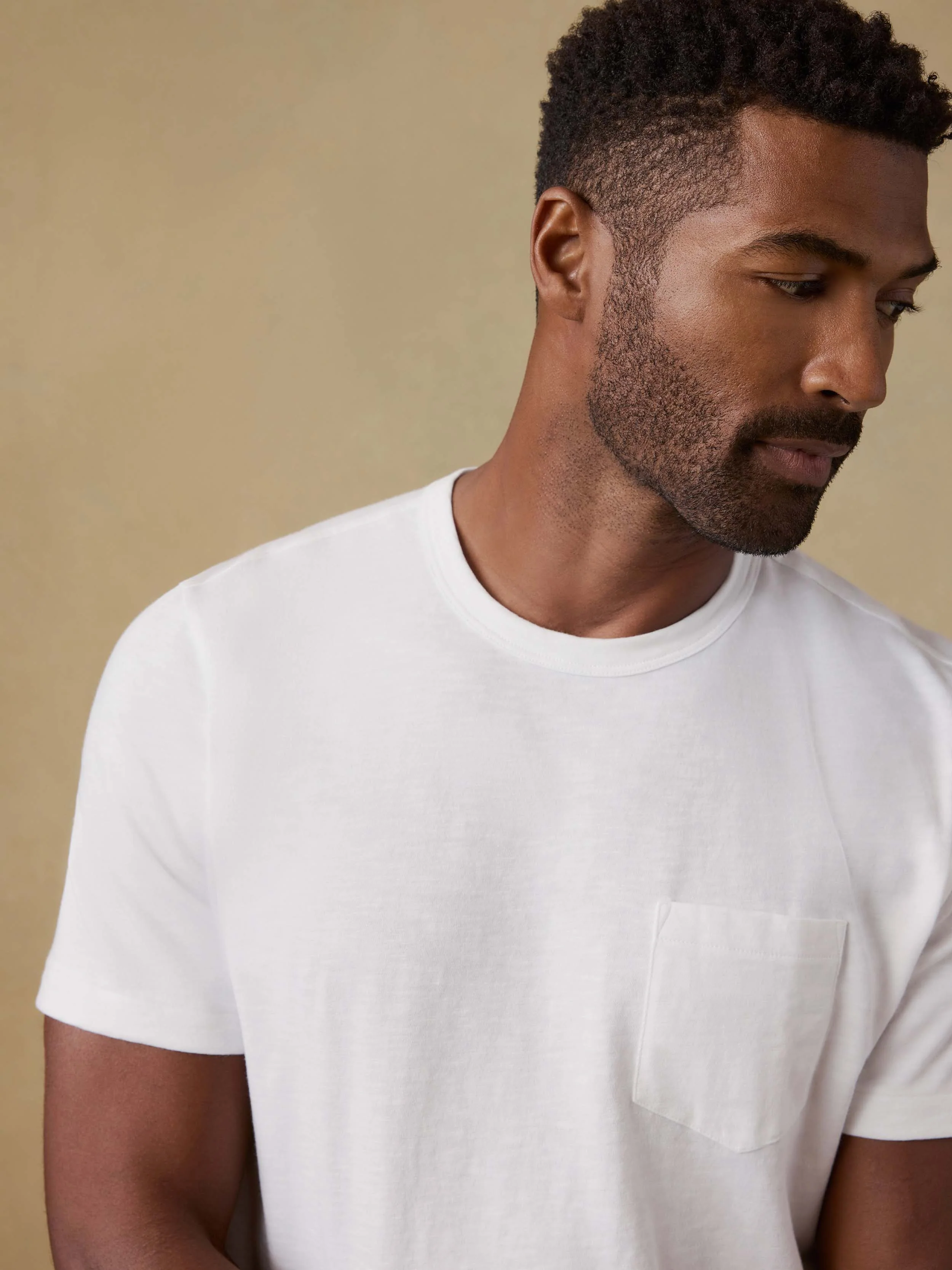 Sunwashed Regenerative Pocket Tee - White - Image 3