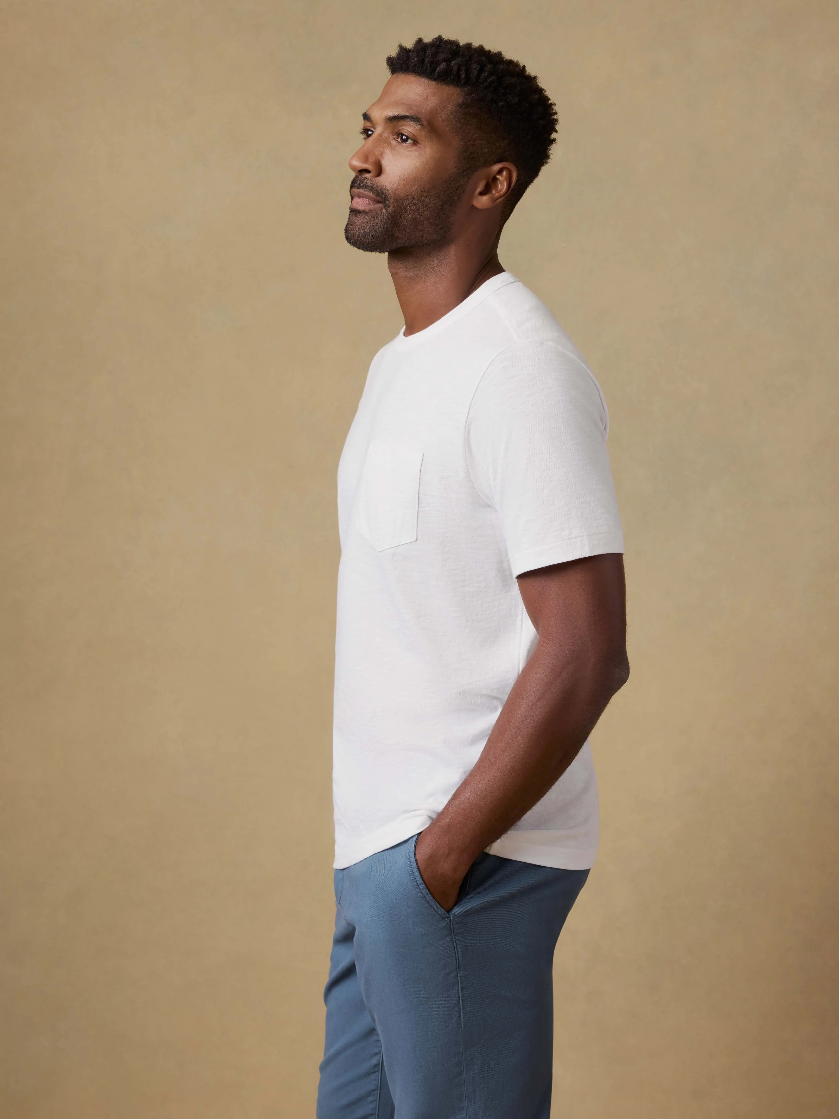 Sunwashed Regenerative Pocket Tee - White - Image 6