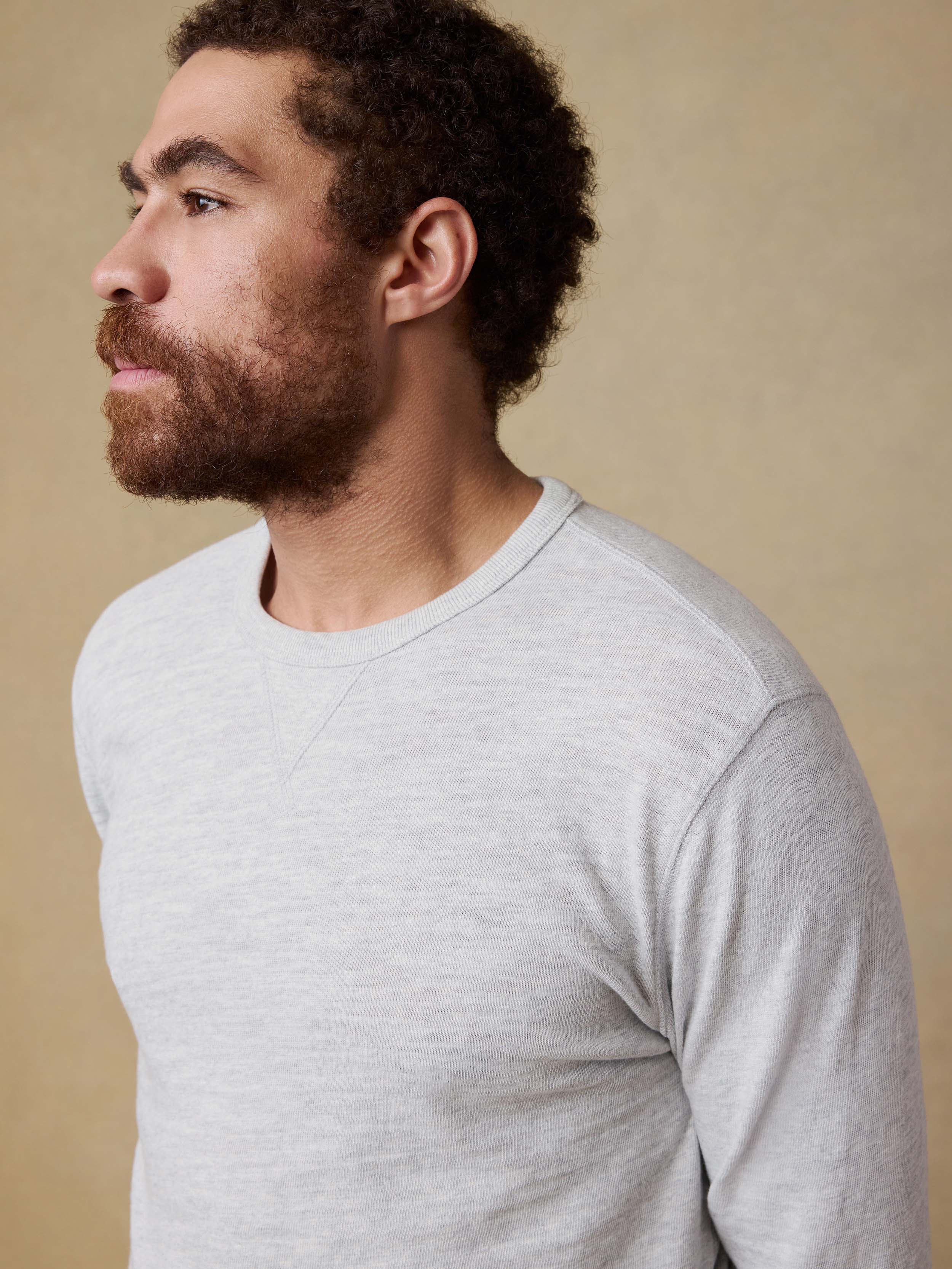 Sunwashed Slub Crew - Light Grey Heather - Image 3