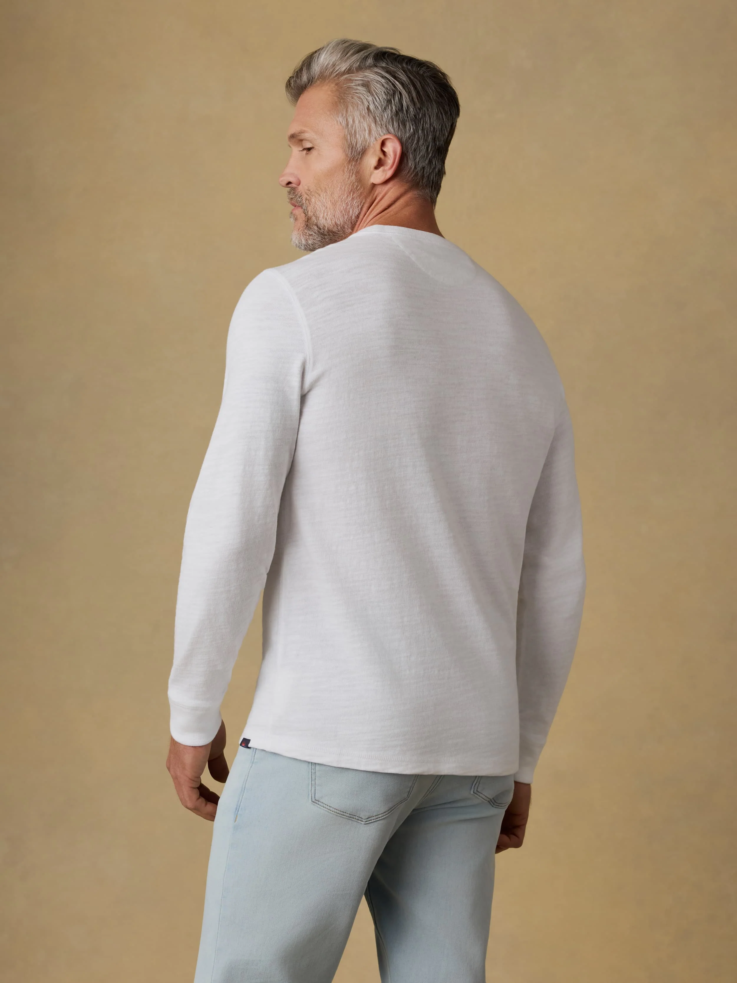 Sunwashed Slub Henley - White - Image 3
