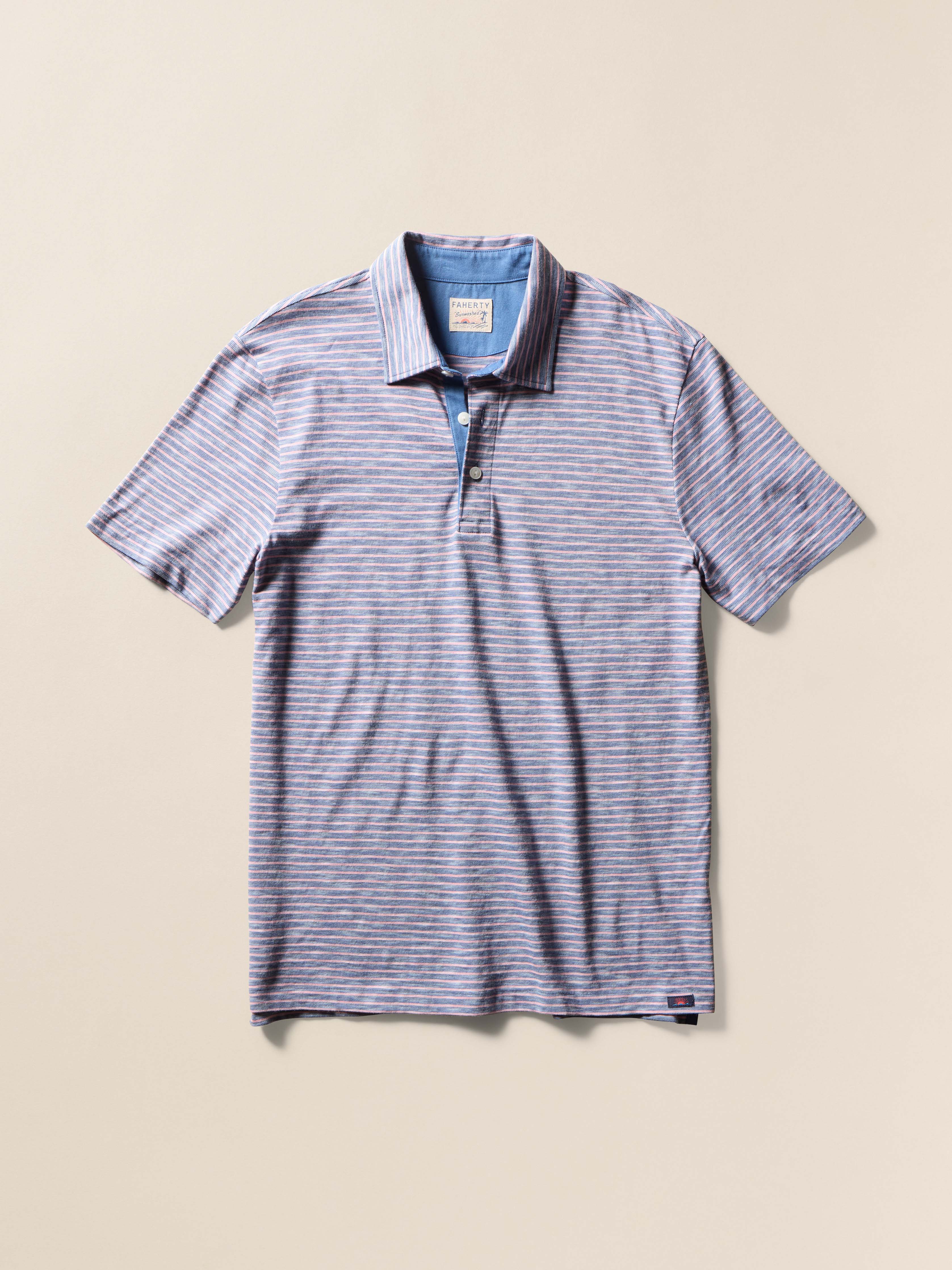 Sunwashed T-Shirt Polo - Sea Fire Stripe - Image 2