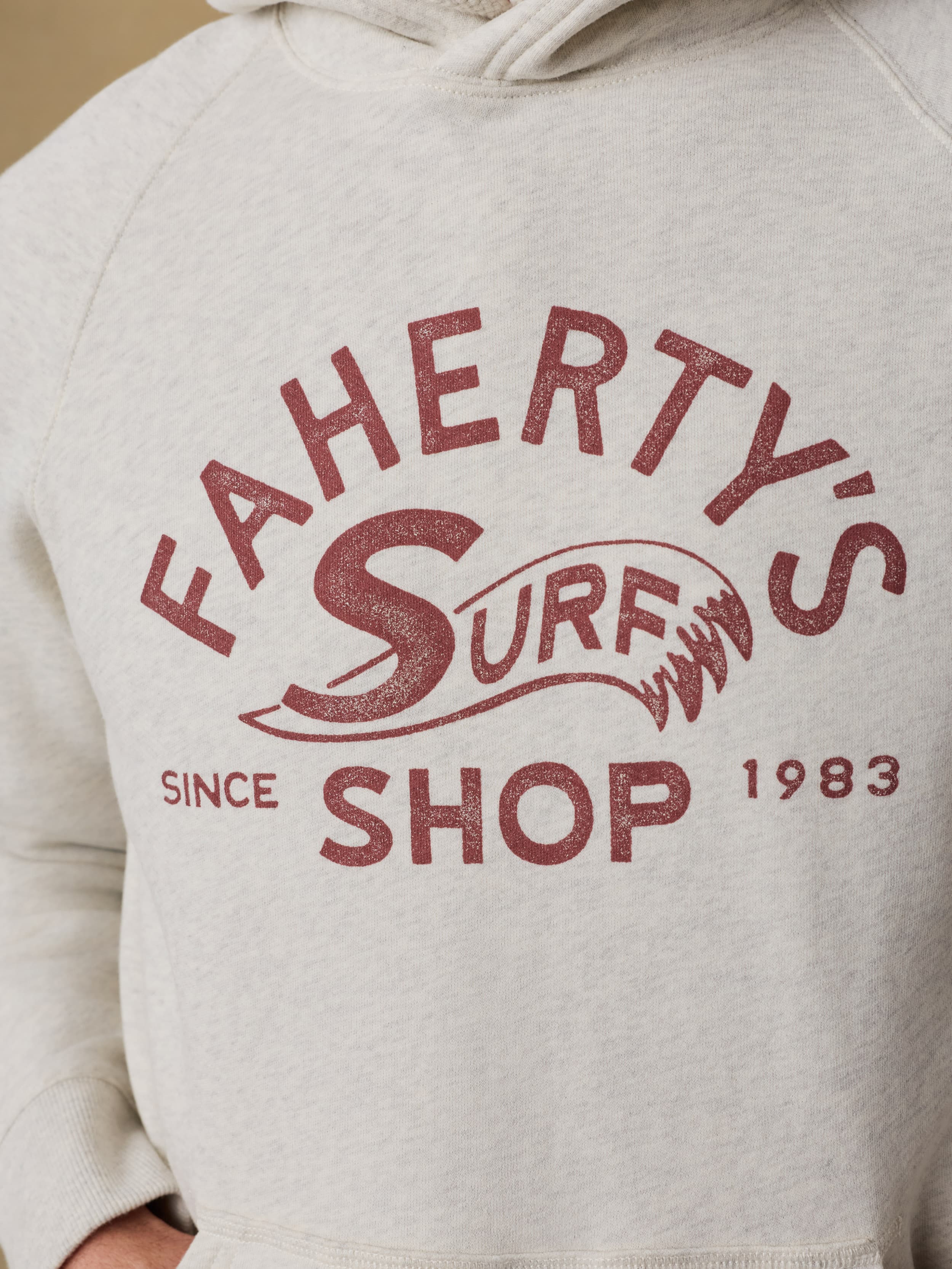 Surf Shop High Standard Fleece Hoodie - Antique Ivory Heather - Image 2
