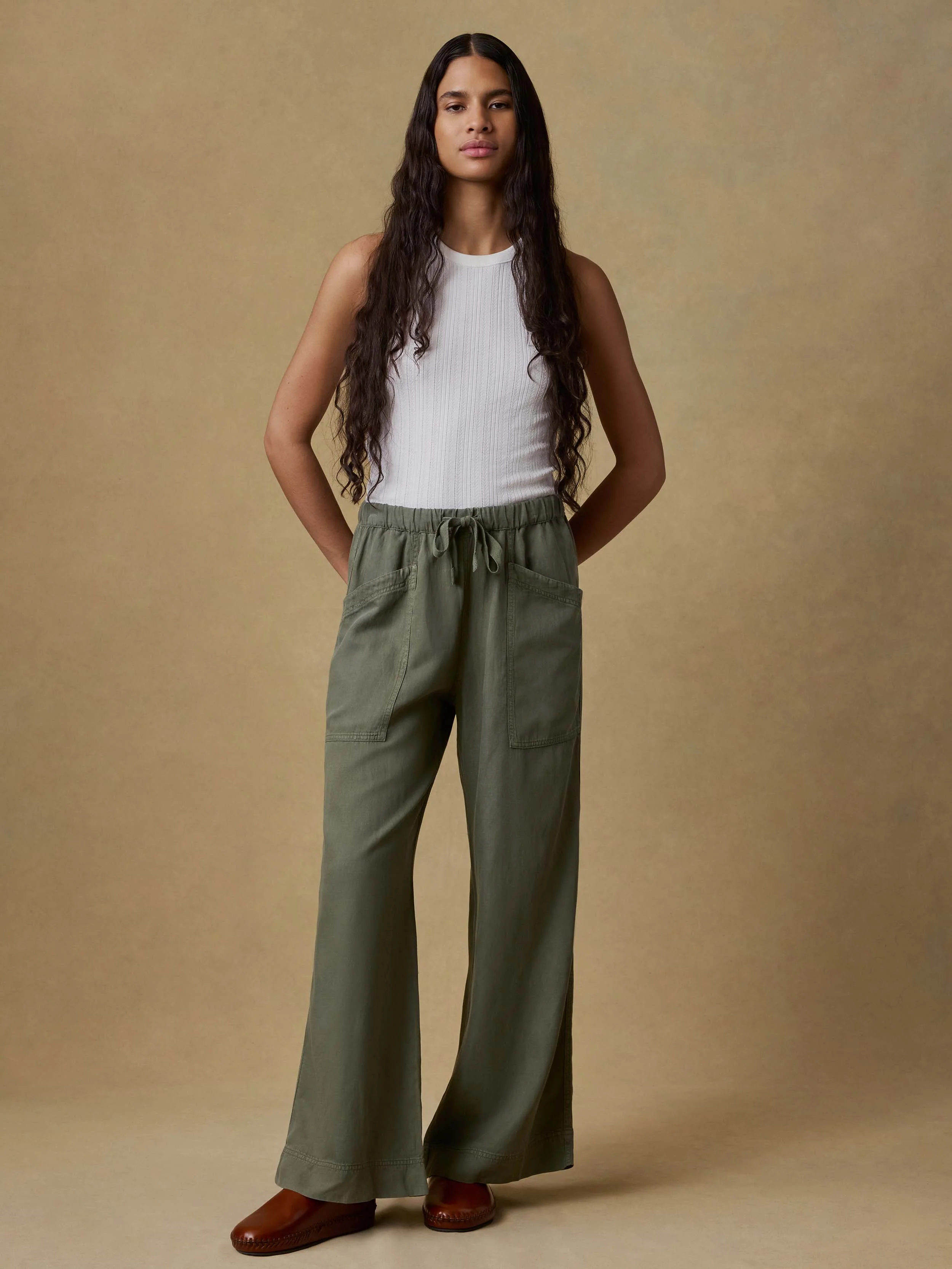 Topanga Drape Pant - Thyme - Image 2