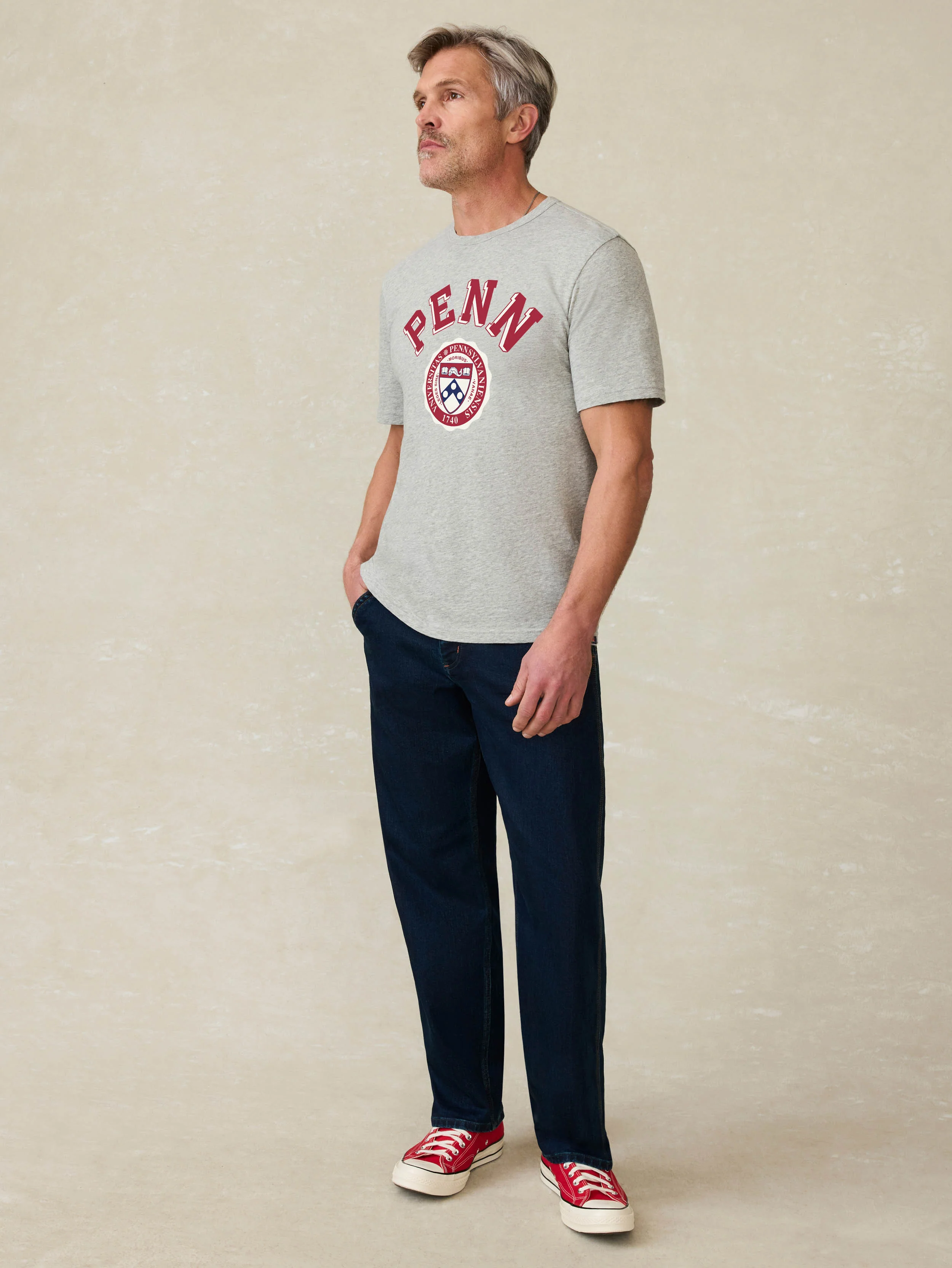 University of Pennsylvania Sunwashed Tee - Granite Heather - Image 2
