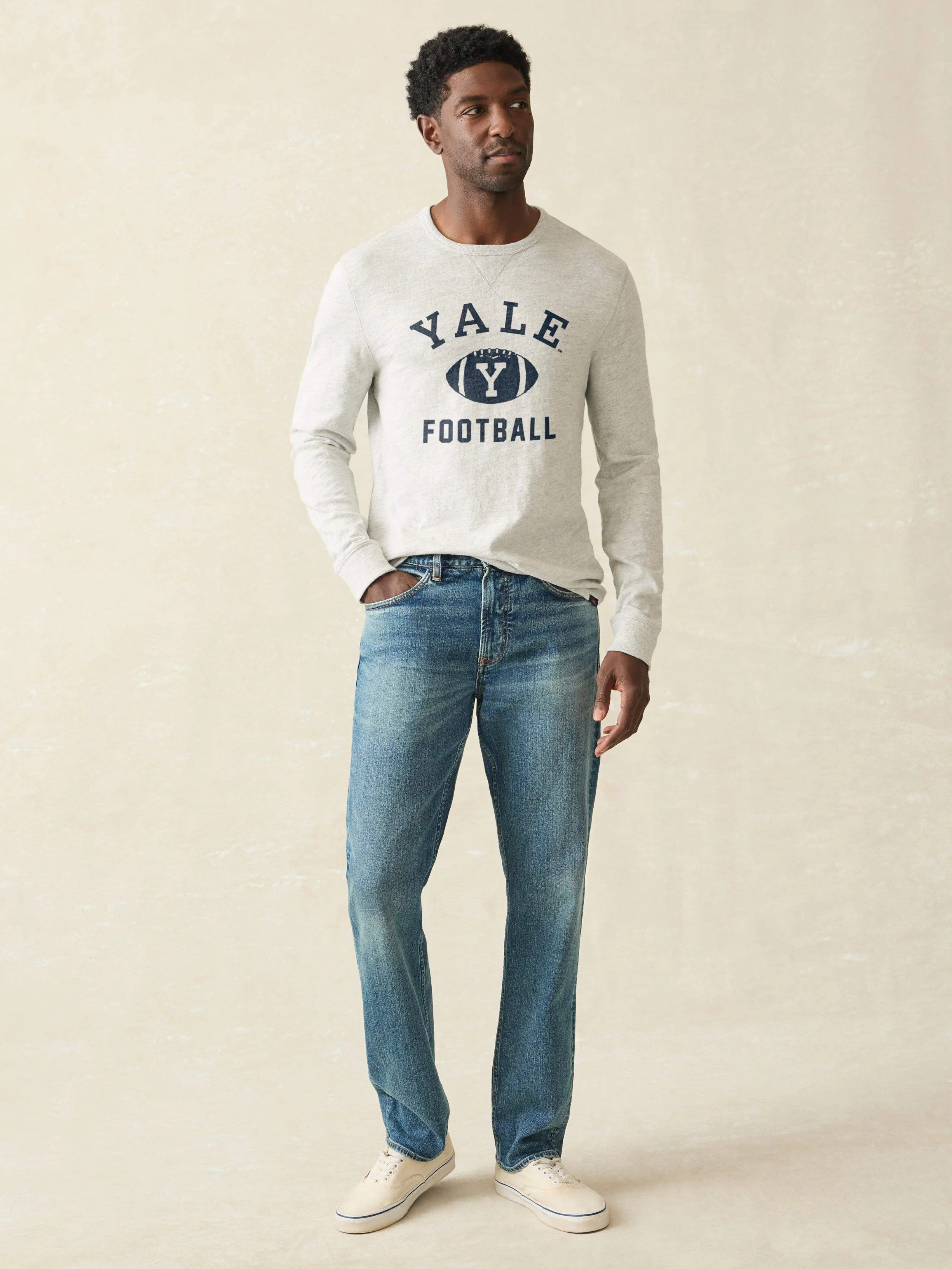 Yale Sunwashed Slub Crew - Light Grey Heather